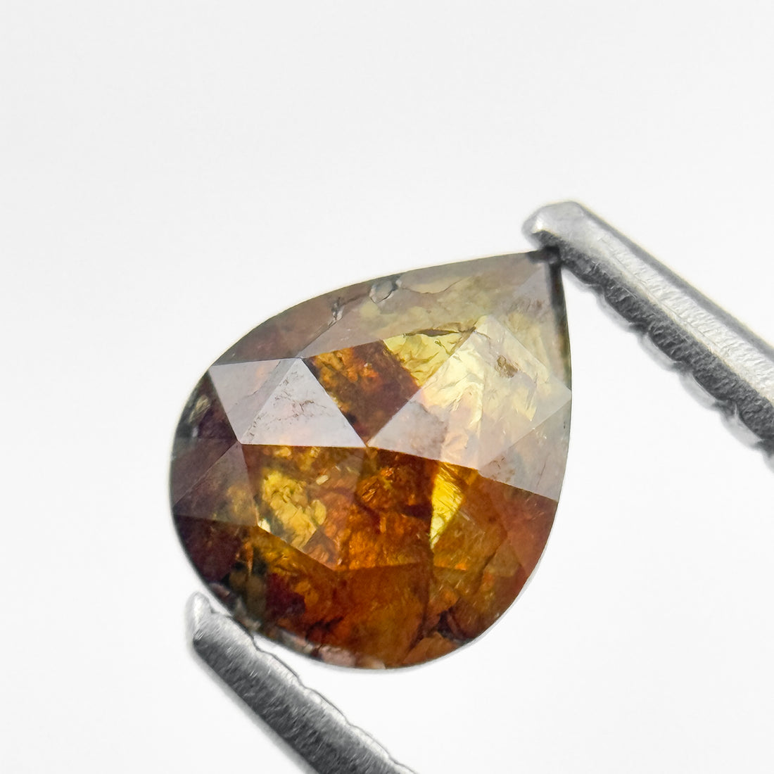0.80 Ct Pear Rose Cut Red Natural Salt and Pepper Diamond