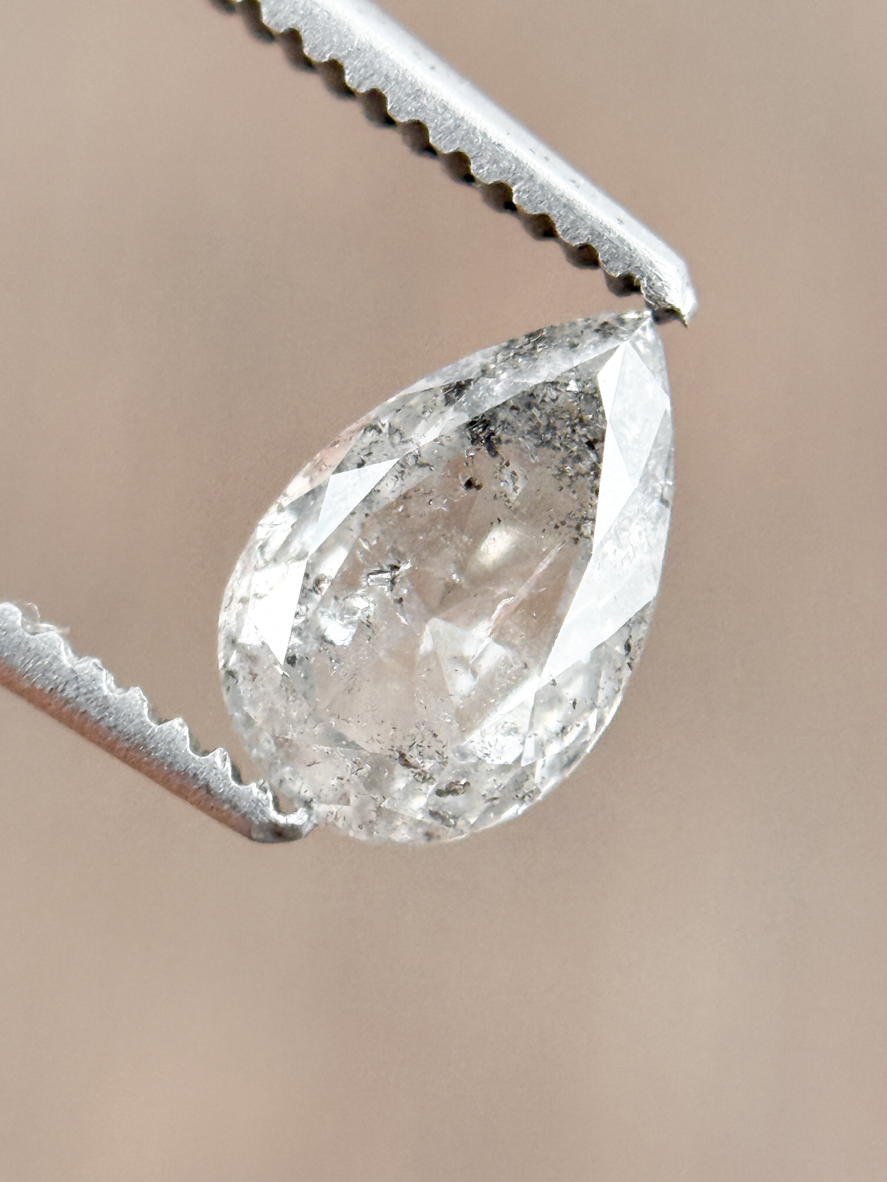 0.90 Ct Pear Rose Cut Grey Natural Fancy Diamond