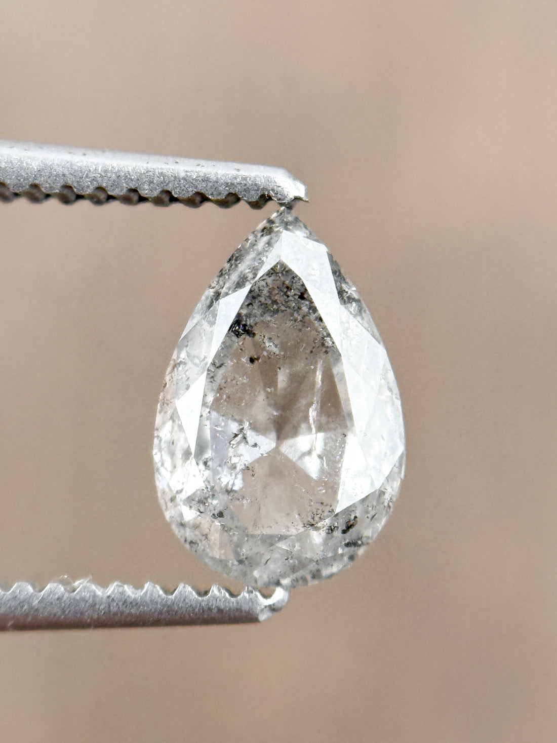 0.90 Ct Pear Rose Cut Grey Natural Fancy Diamond