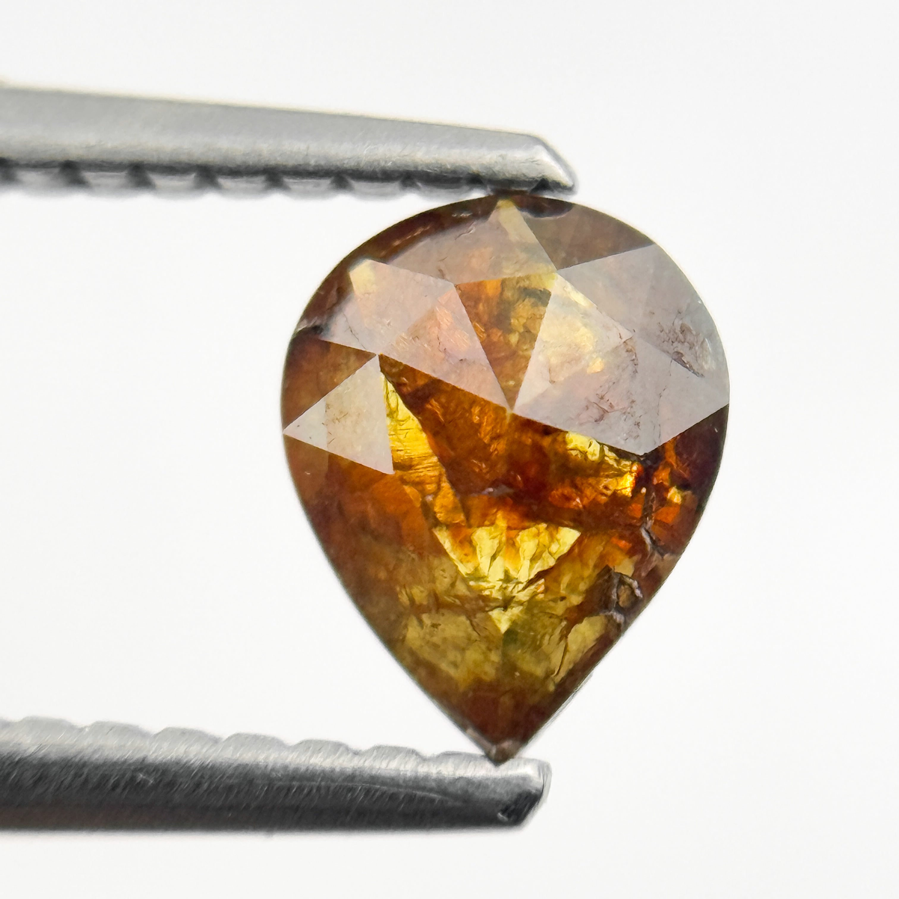 0.80 Ct Pear Rose Cut Red Natural Salt and Pepper Diamond