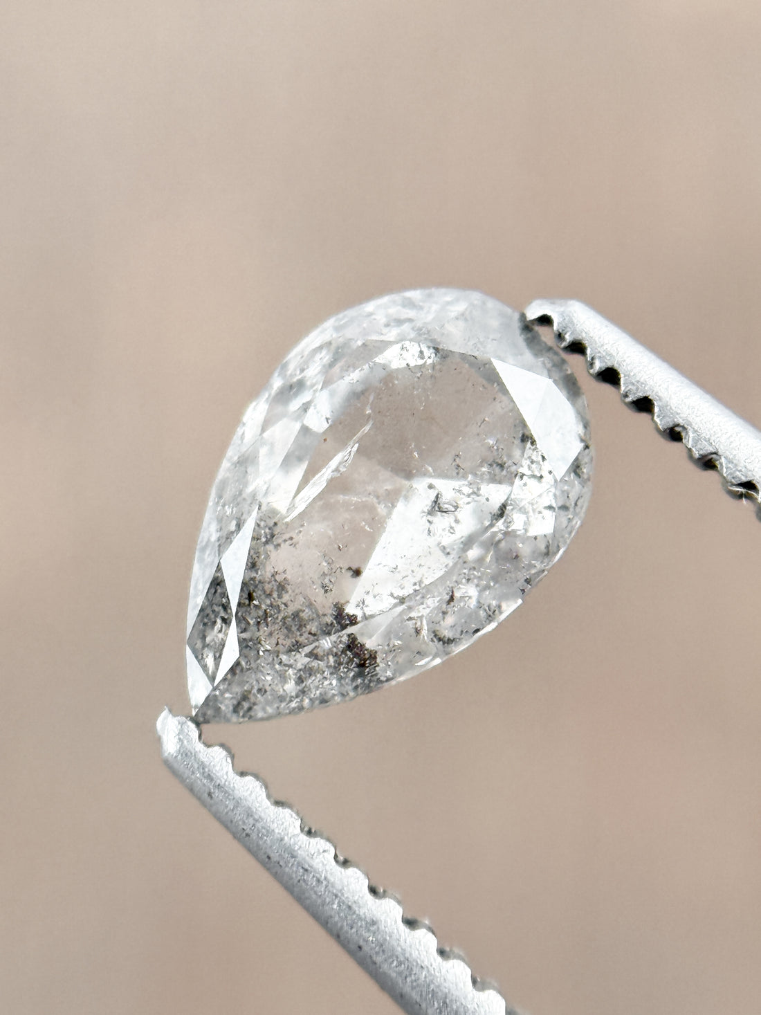 0.90 Ct Pear Rose Cut Grey Natural Fancy Diamond