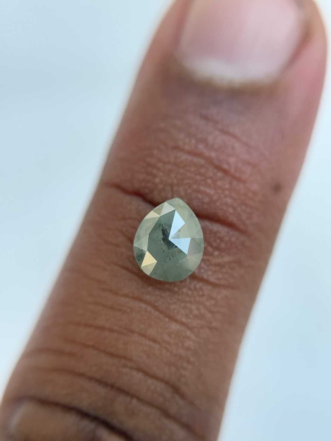 0.97 Ct Pear Rose Cut Grey Natural Salt and Pepper Diamond