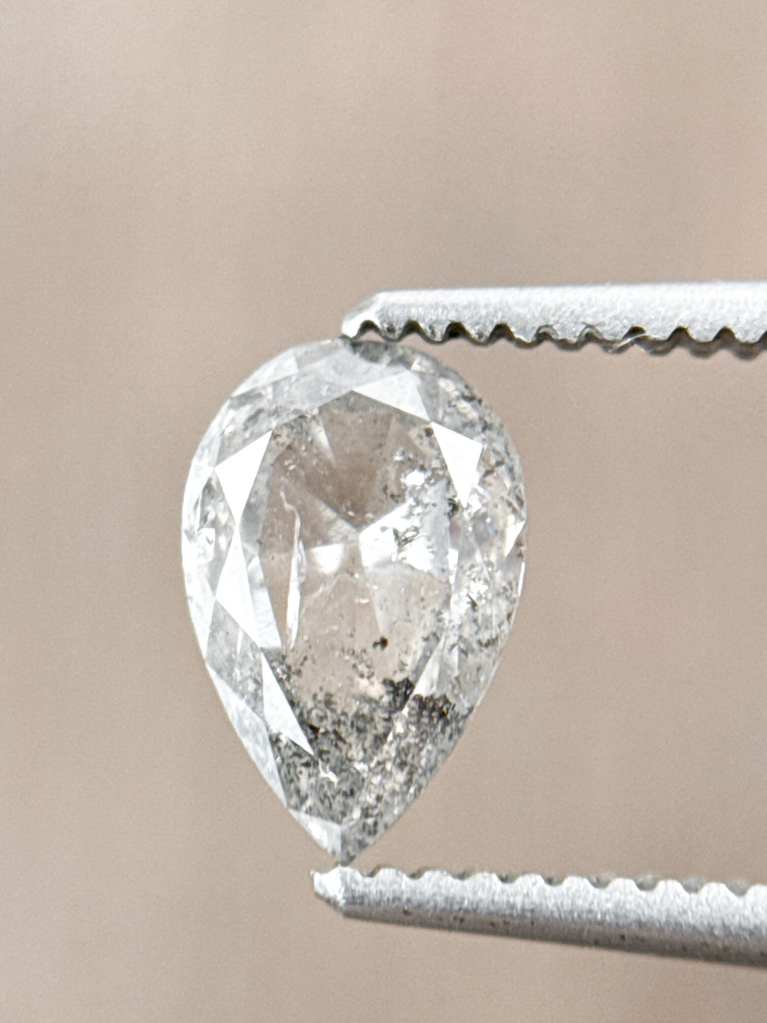 0.90 Ct Pear Rose Cut Grey Natural Fancy Diamond