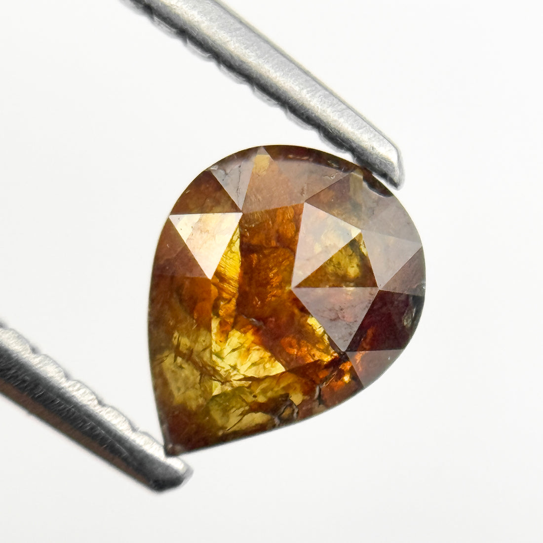 0.80 Ct Pear Rose Cut Red Natural Salt and Pepper Diamond