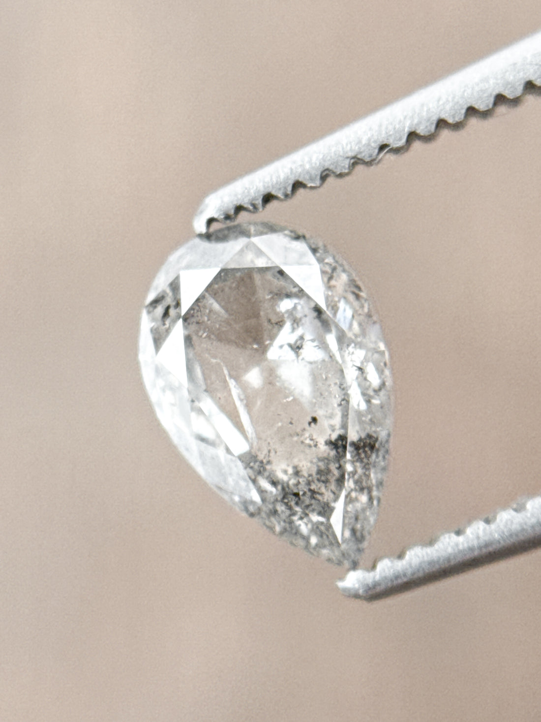 0.90 Ct Pear Rose Cut Grey Natural Fancy Diamond