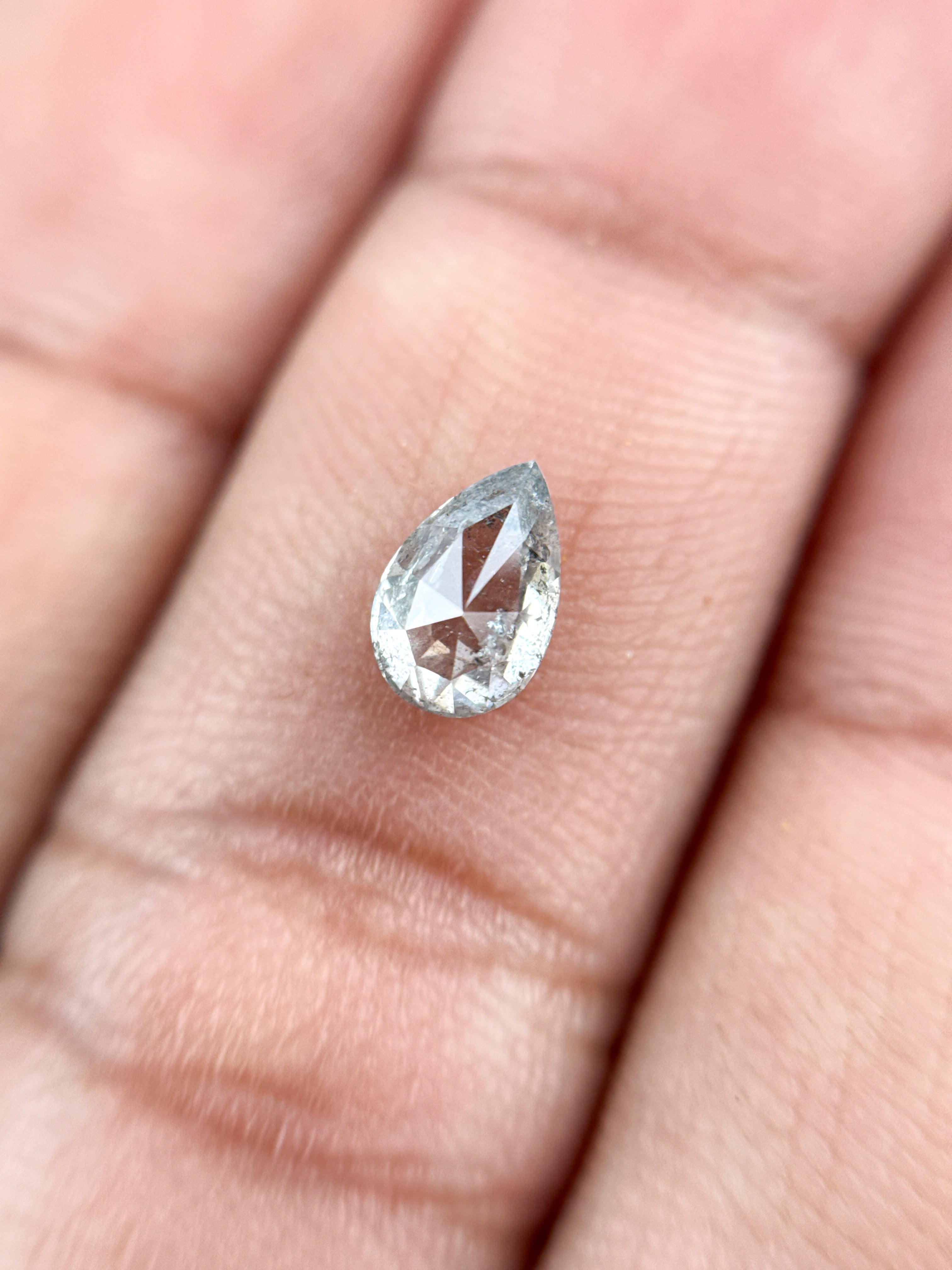 0.90 Ct Pear Rose Cut Grey Natural Fancy Diamond