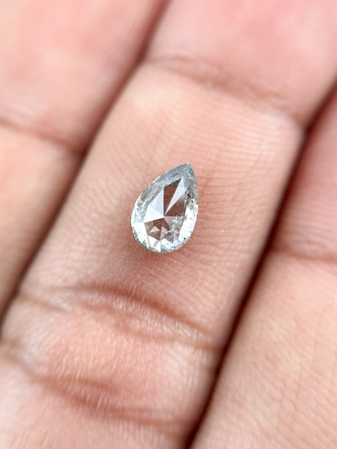 0.90 Ct Pear Rose Cut Grey Natural Fancy Diamond