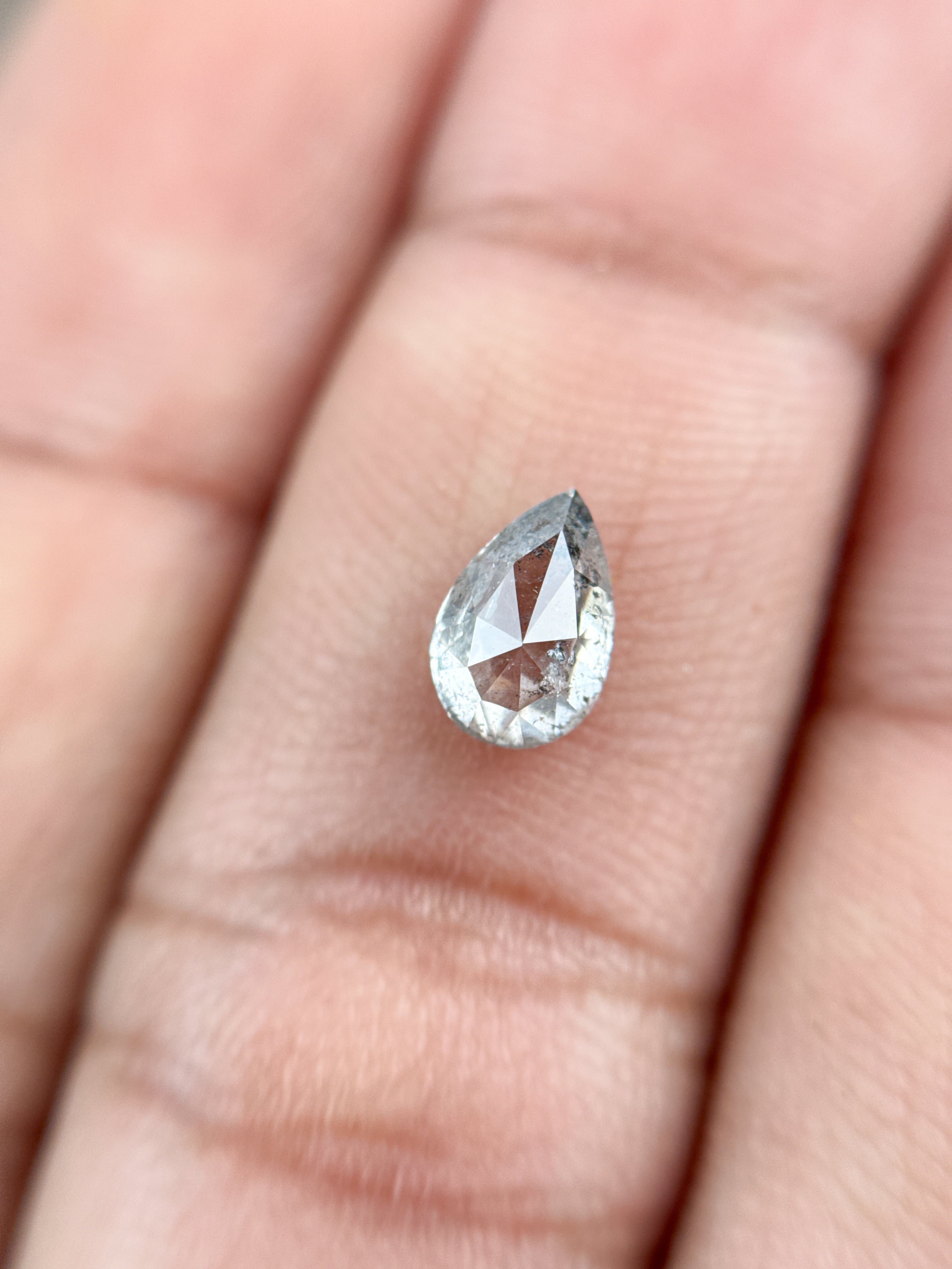 0.90 Ct Pear Rose Cut Grey Natural Fancy Diamond