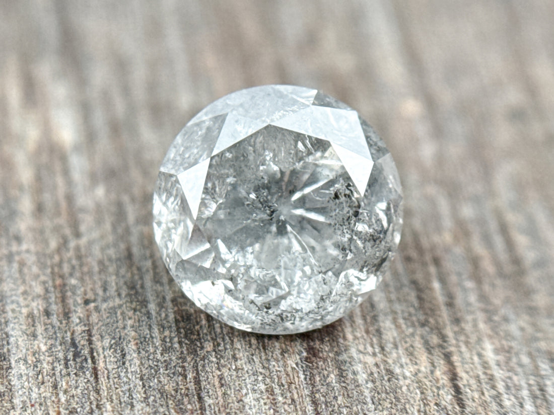 1.58 Ct Round Rose Cut Grey Natural Salt and Pepper Diamond