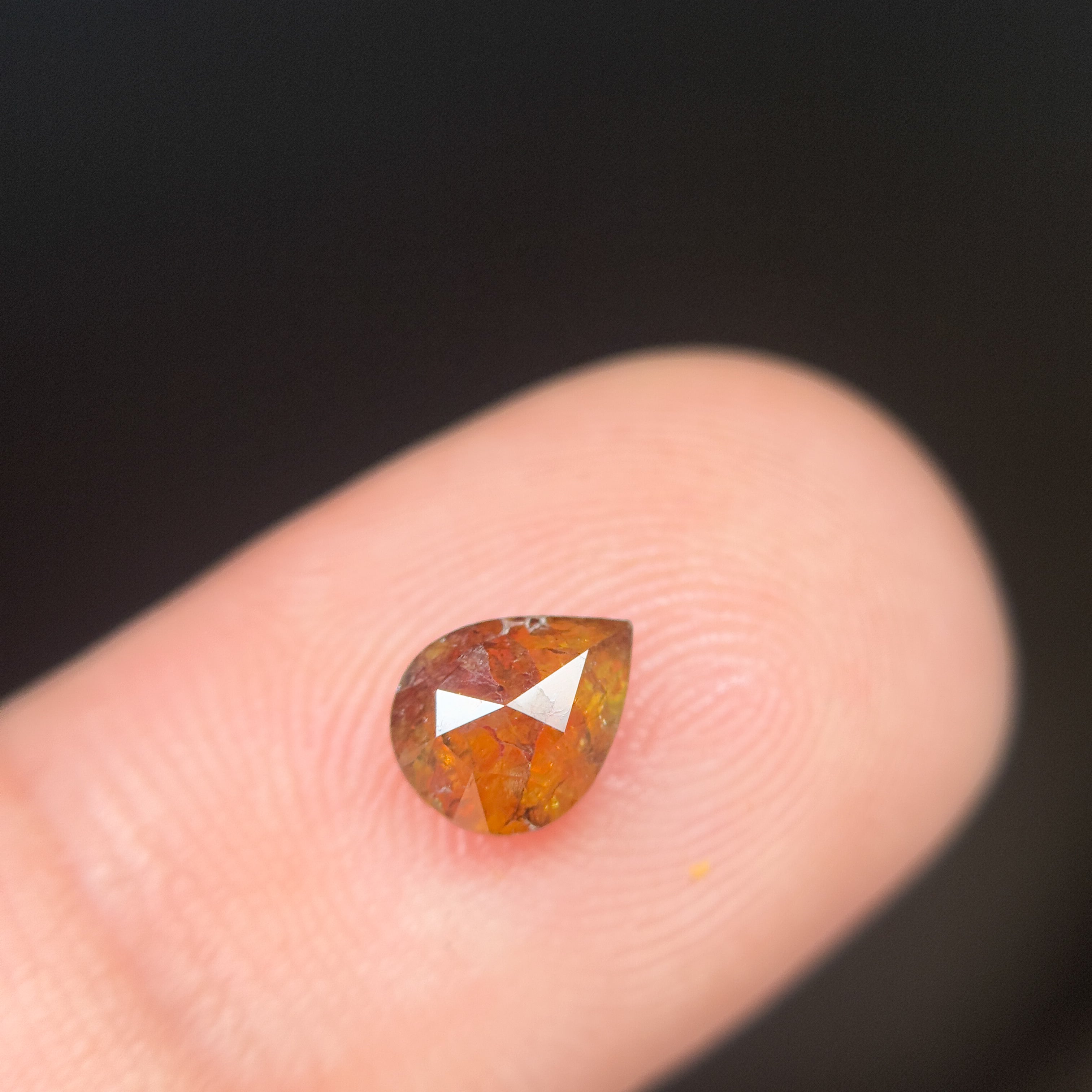 0.80 Ct Pear Rose Cut Red Natural Salt and Pepper Diamond