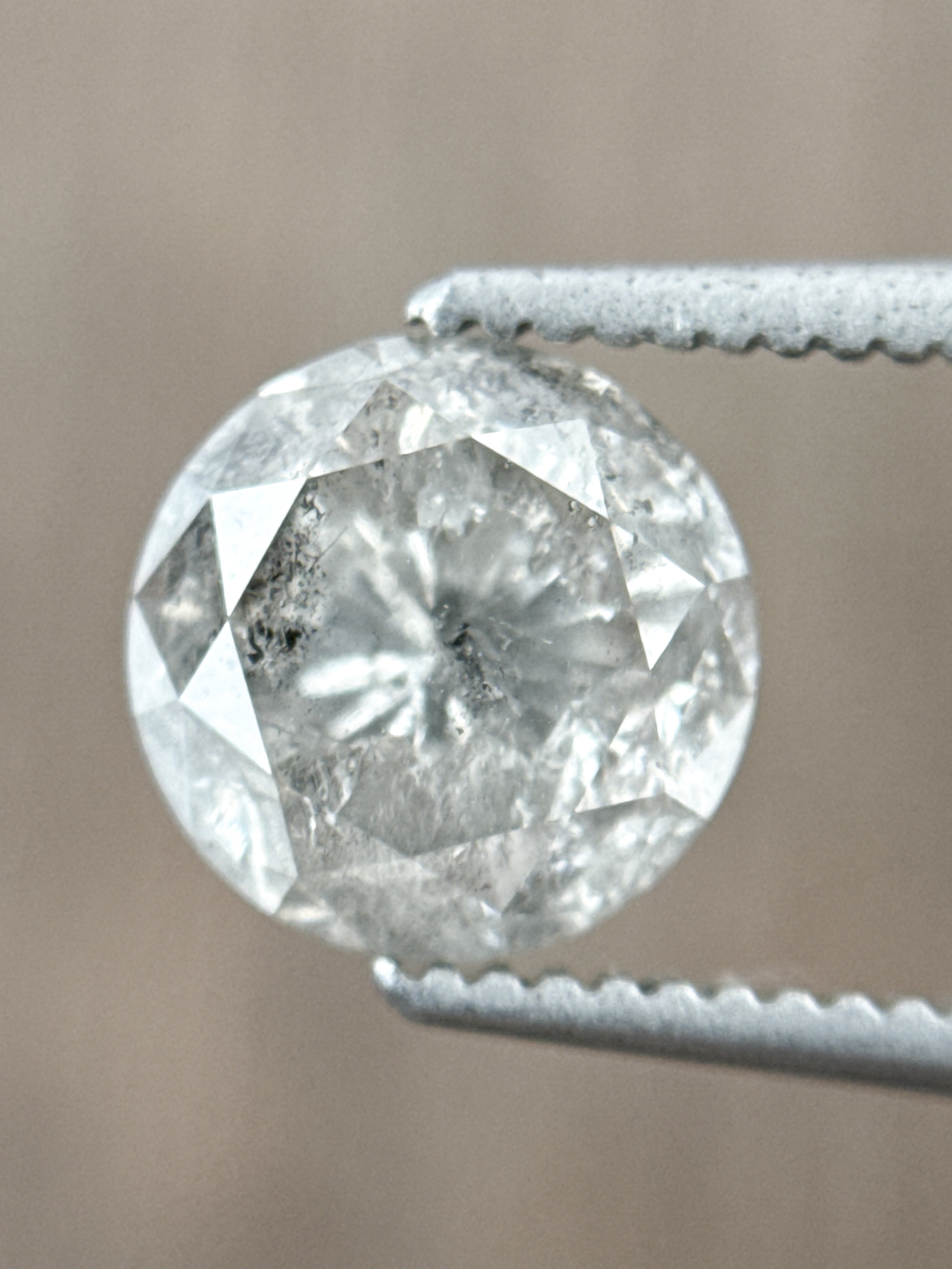 1.58 Ct Round Rose Cut Grey Natural Salt and Pepper Diamond