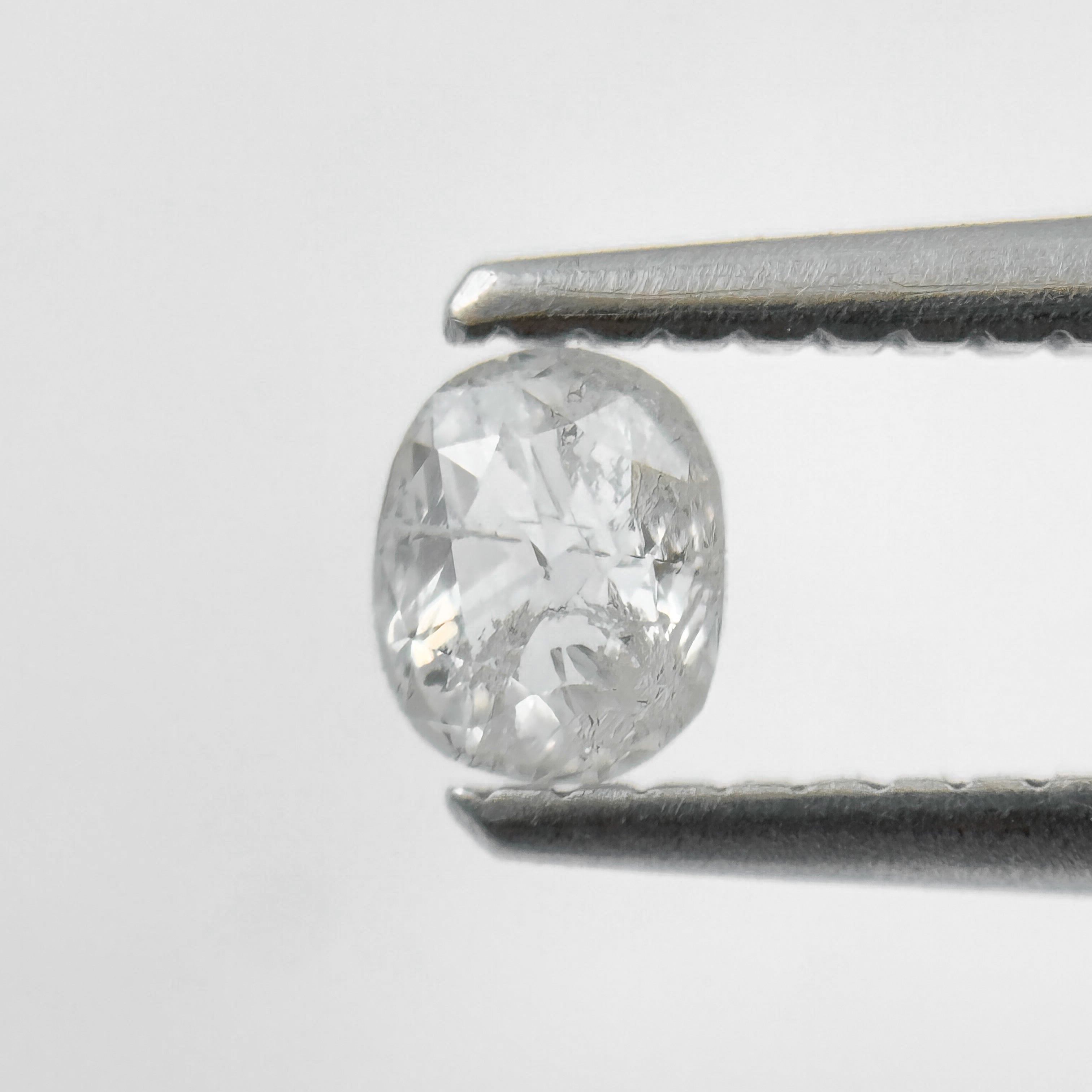 0.34 Ct Oval Rose Cut White Natural Salt and Pepper Diamond