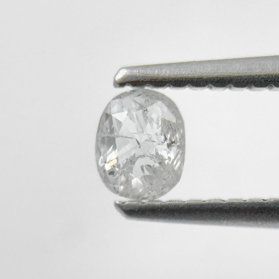 0.34 Ct Oval Rose Cut White Natural Salt and Pepper Diamond