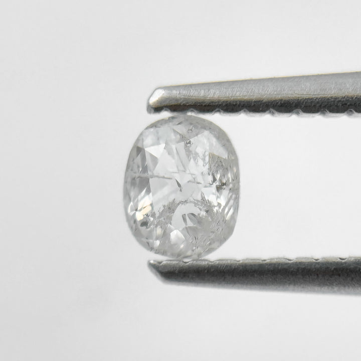 0.34 Ct Oval Rose Cut White Natural Salt and Pepper Diamond