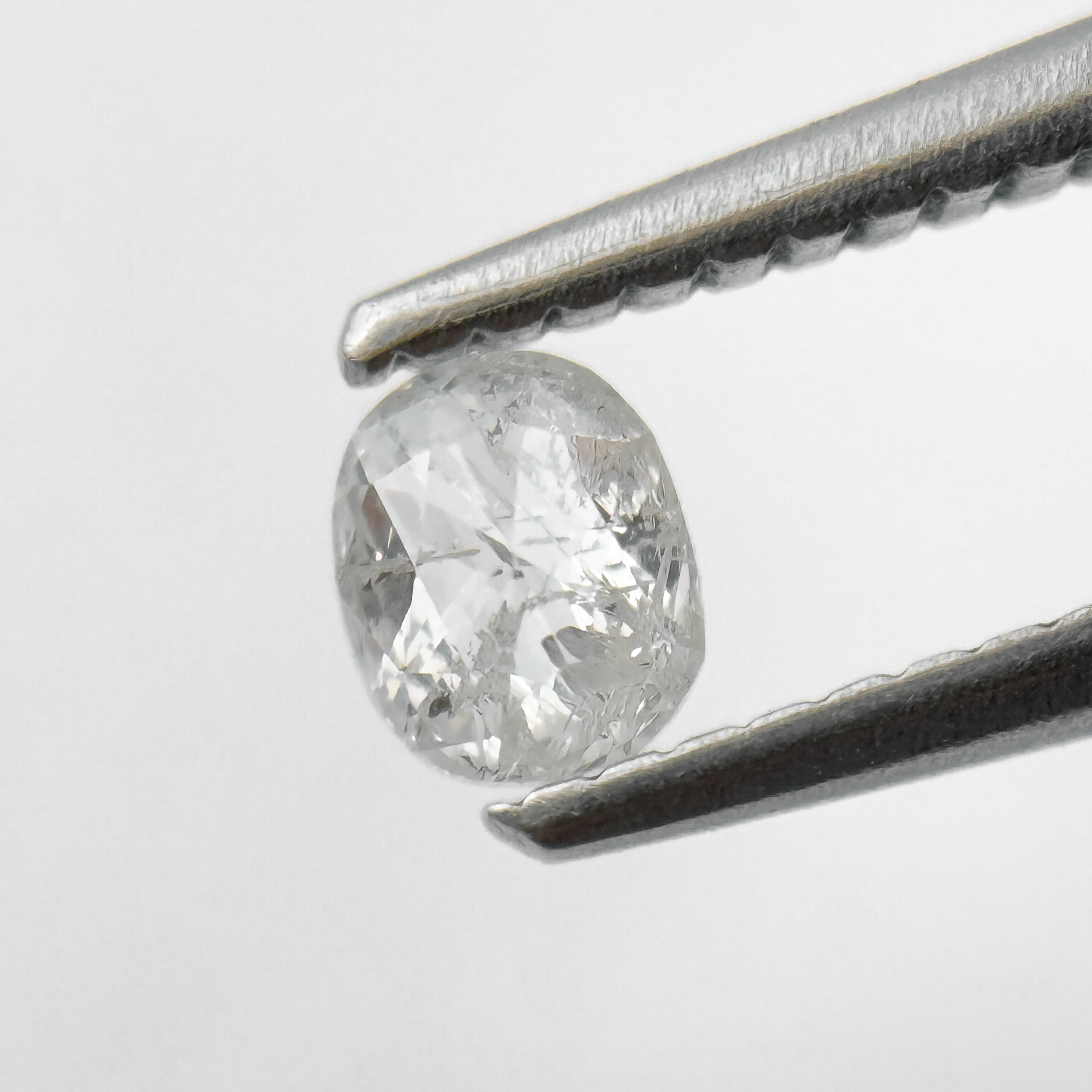 0.34 Ct Oval Rose Cut White Natural Salt and Pepper Diamond