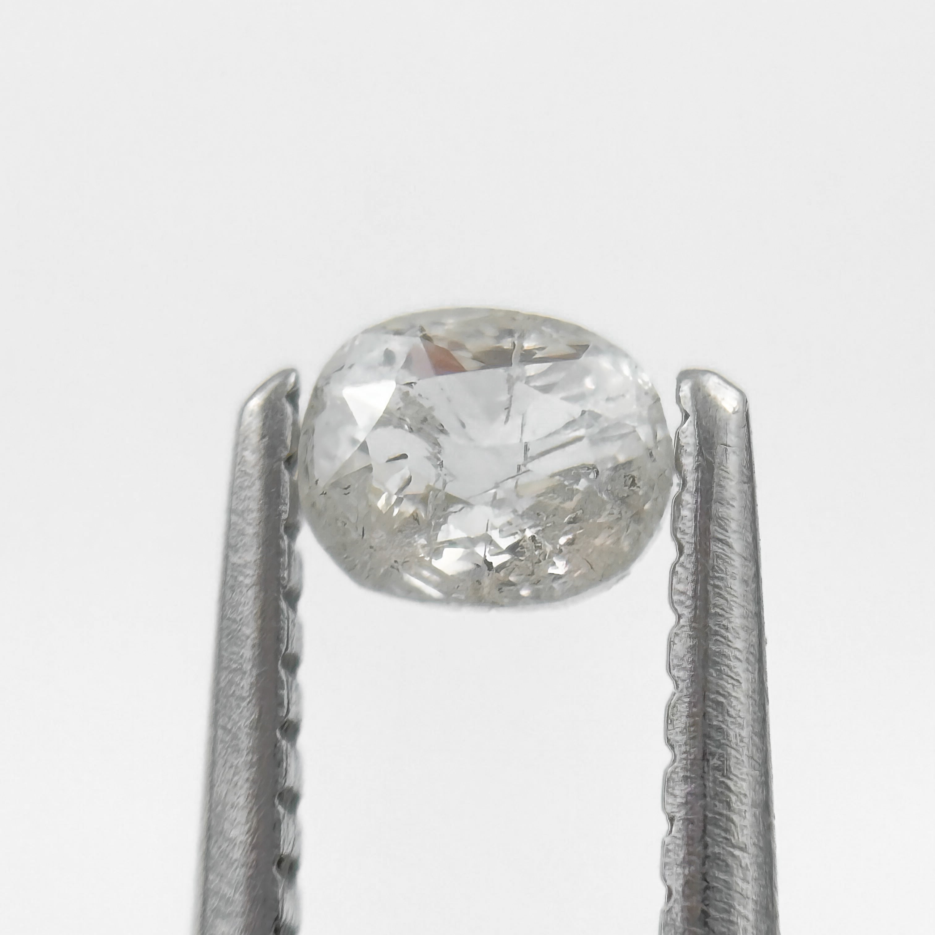 0.34 Ct Oval Rose Cut White Natural Salt and Pepper Diamond