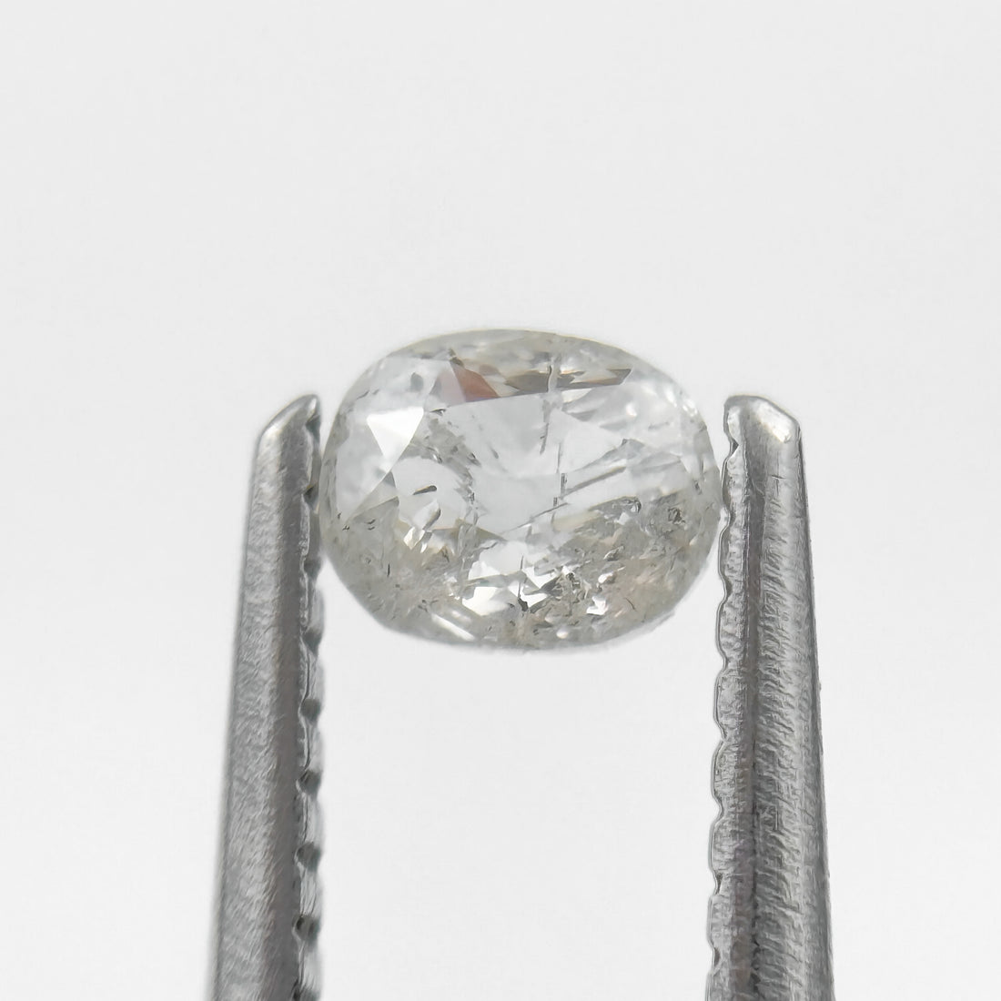 0.34 Ct Oval Rose Cut White Natural Salt and Pepper Diamond