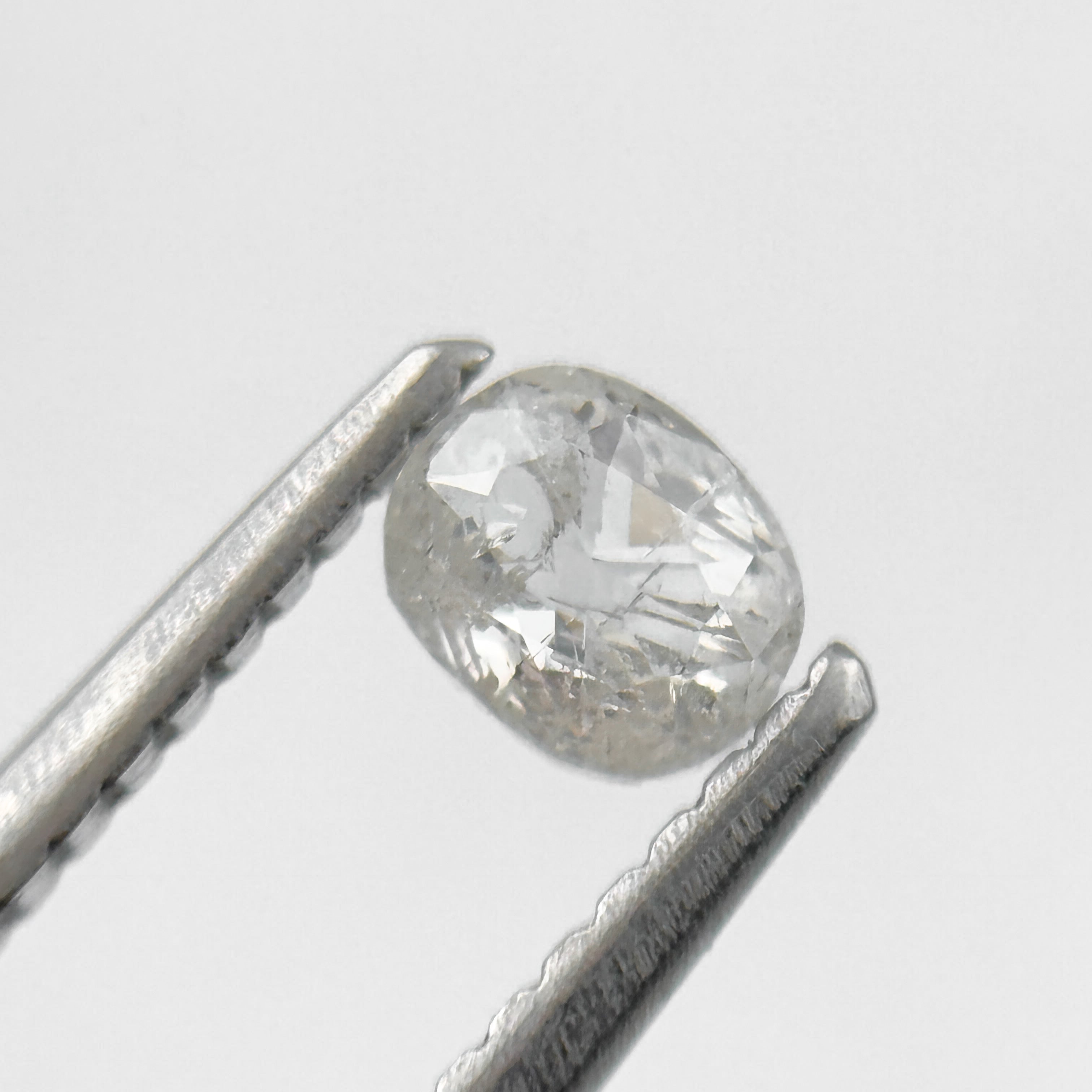 0.34 Ct Oval Rose Cut White Natural Salt and Pepper Diamond