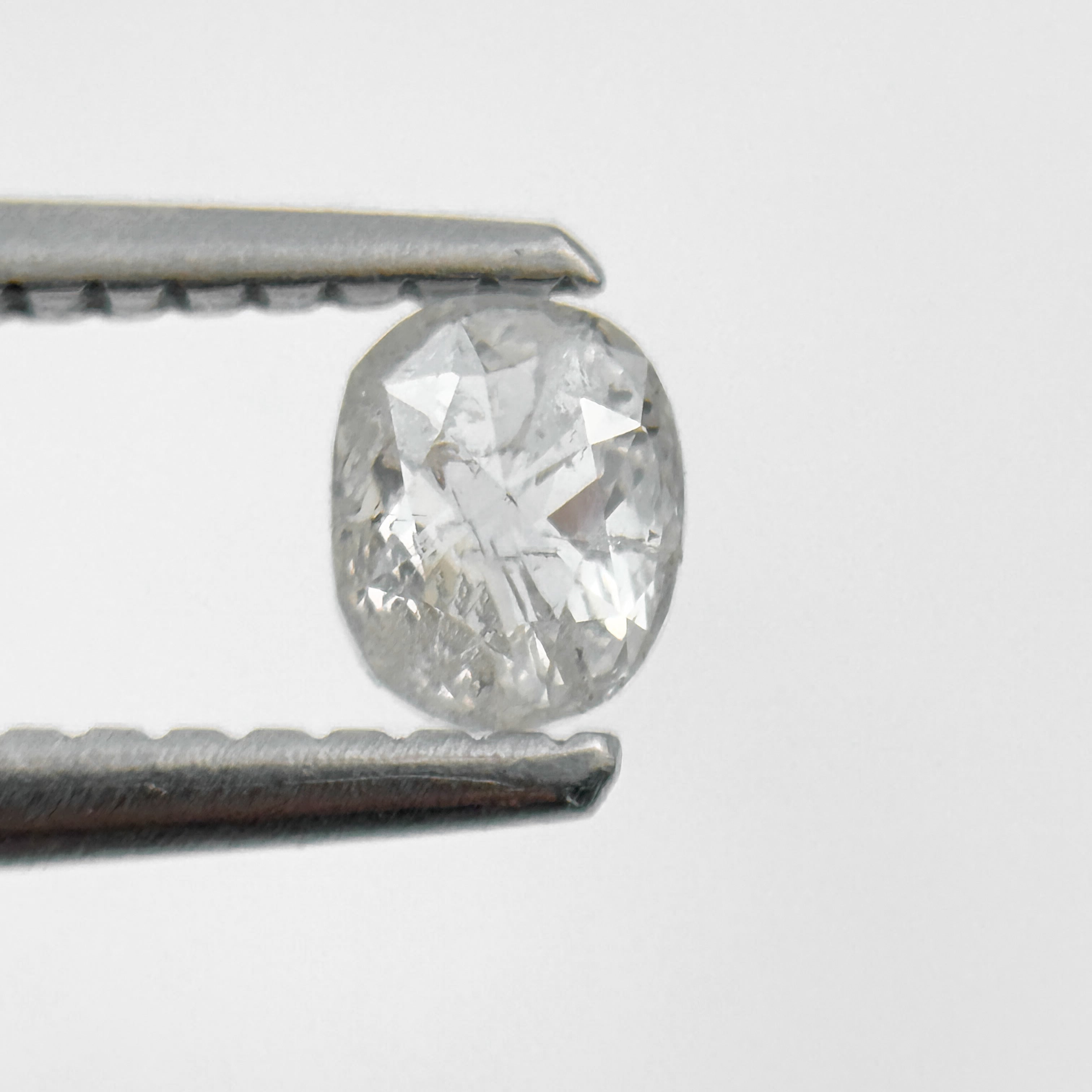 0.34 Ct Oval Rose Cut White Natural Salt and Pepper Diamond