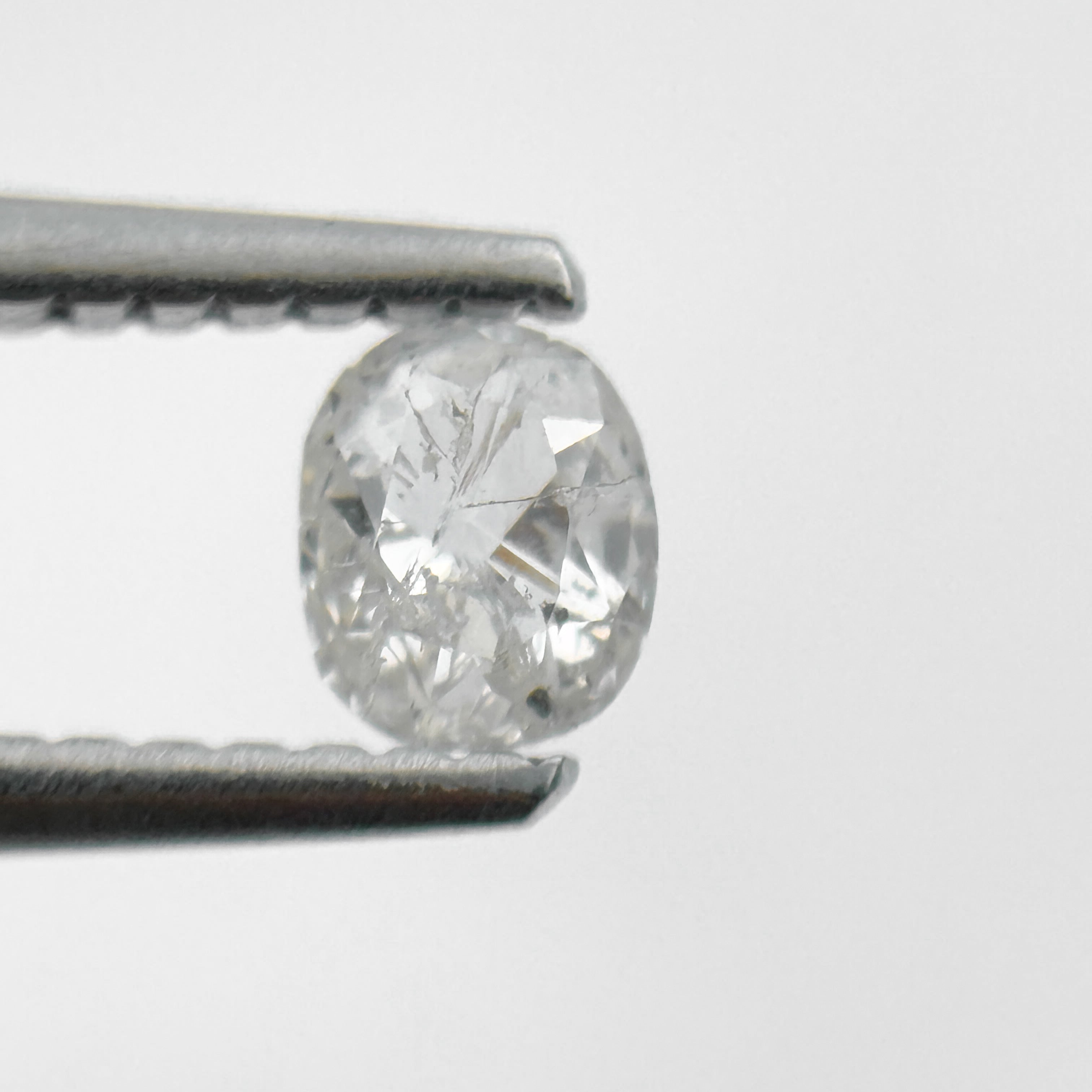 0.34 Ct Oval Rose Cut White Natural Salt and Pepper Diamond