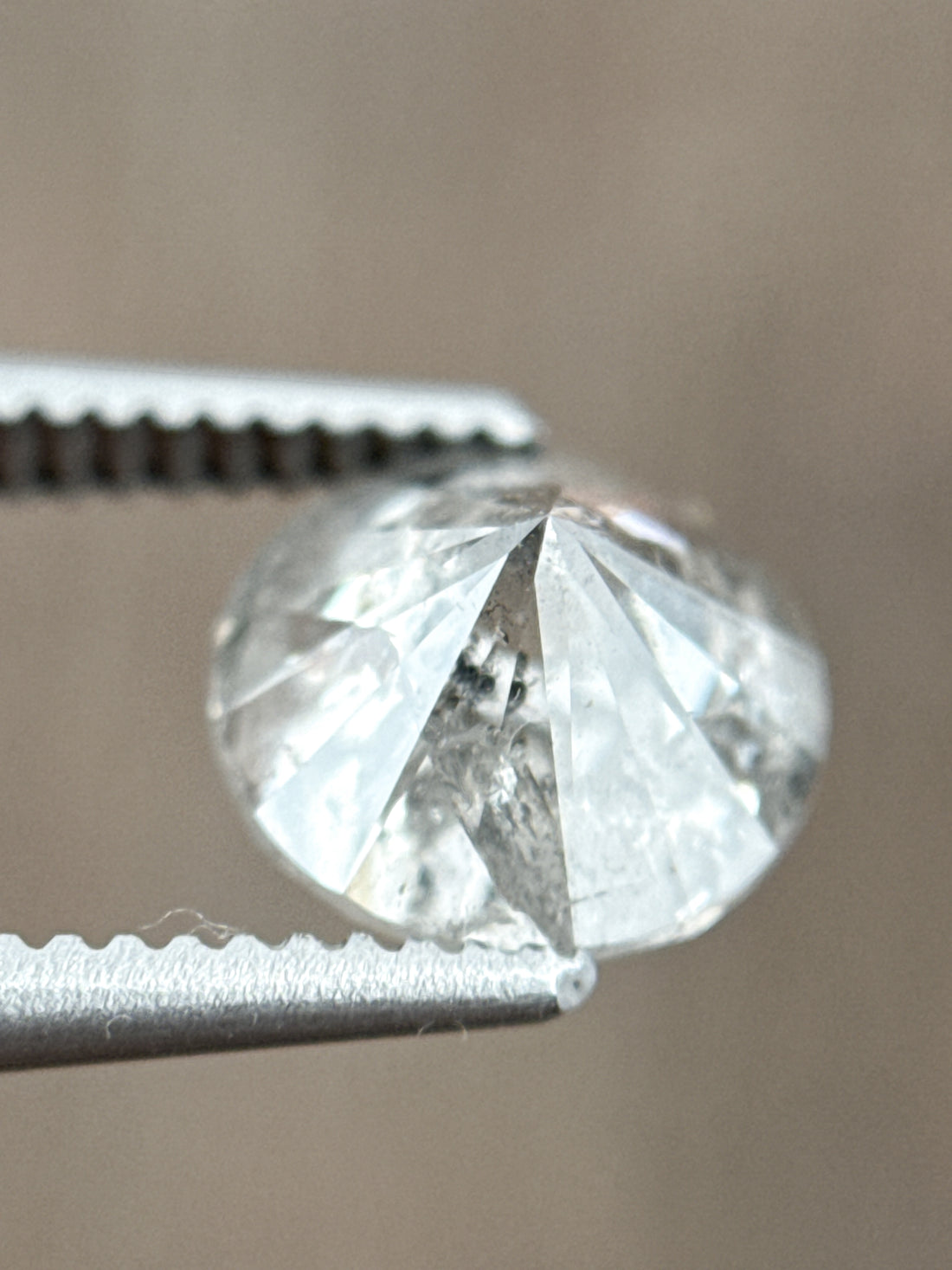 1.58 Ct Round Rose Cut Grey Natural Salt and Pepper Diamond
