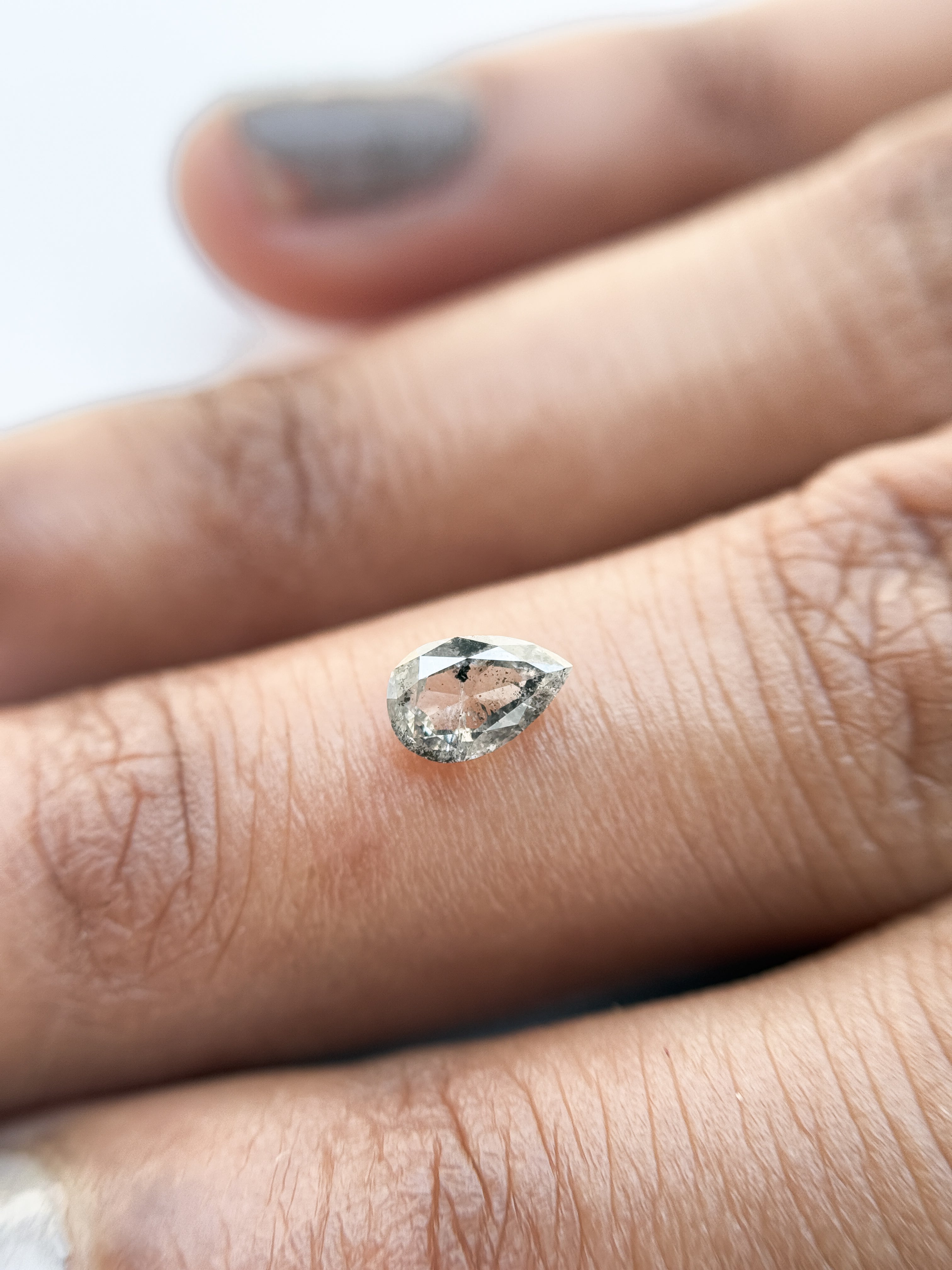 0.43 Ct Pear Rose Cut Grey Natural Fancy Diamond
