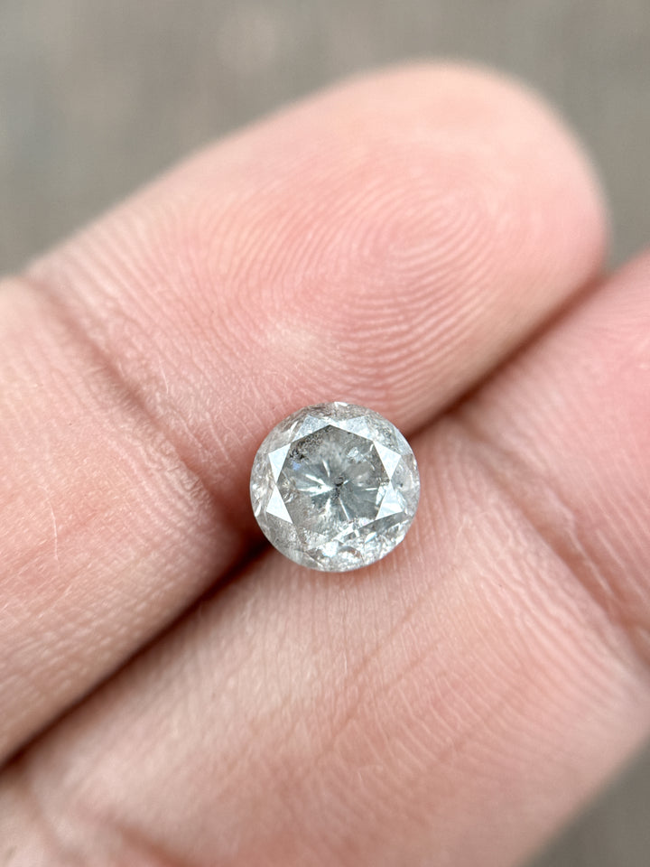 1.58 Ct Round Rose Cut Grey Natural Salt and Pepper Diamond