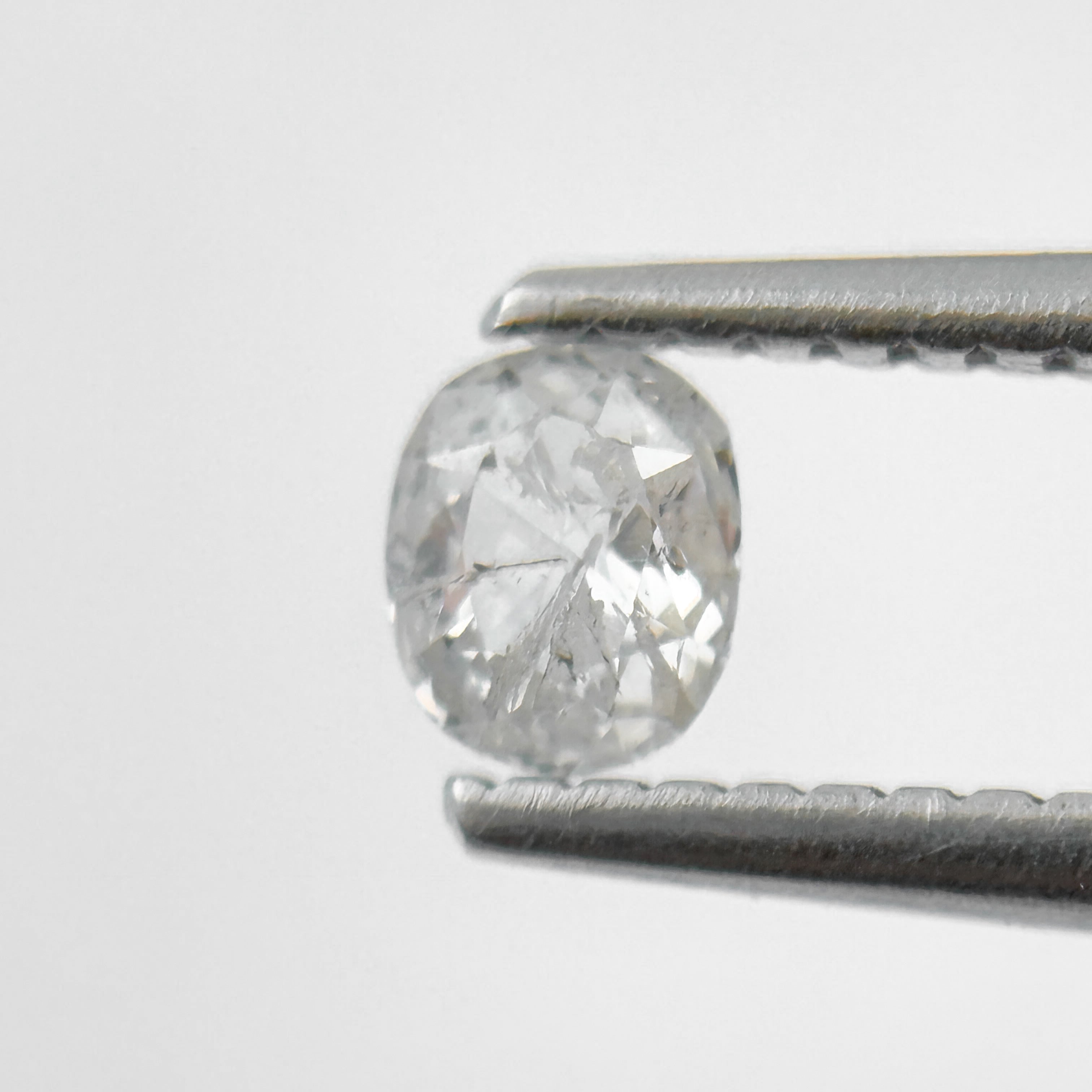 0.34 Ct Oval Rose Cut White Natural Salt and Pepper Diamond