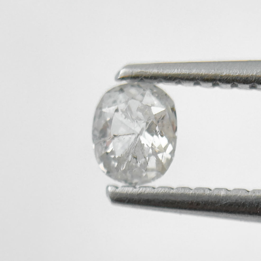 0.34 Ct Oval Rose Cut White Natural Salt and Pepper Diamond