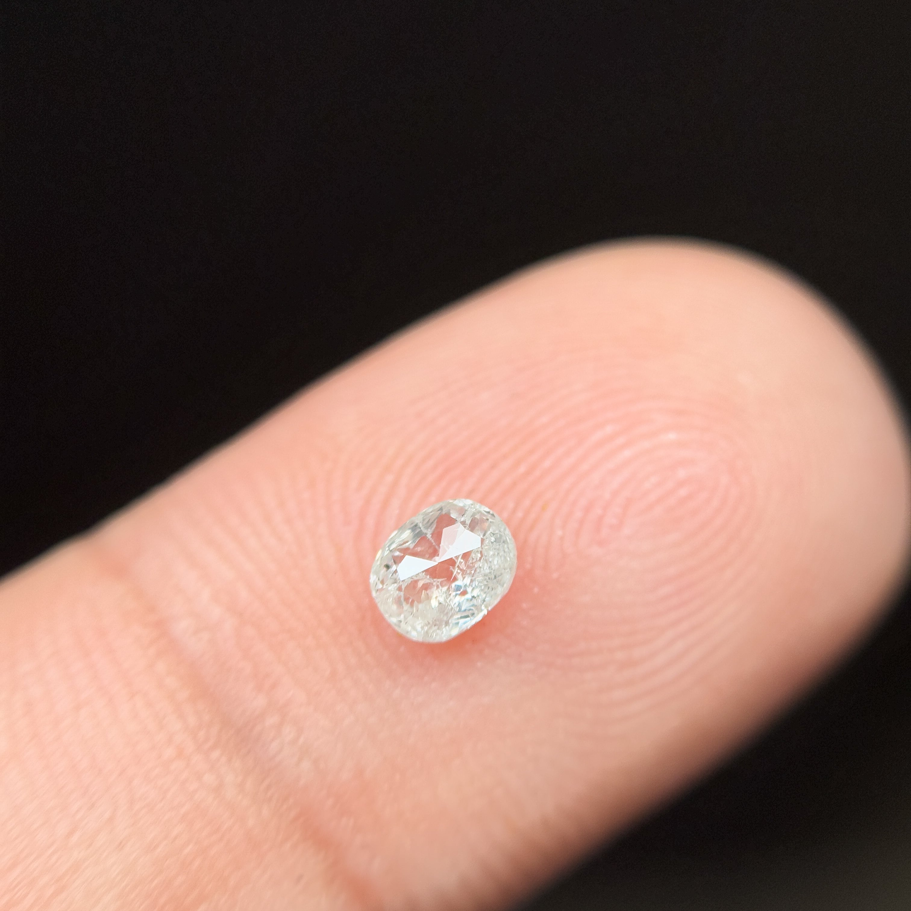 0.34 Ct Oval Rose Cut White Natural Salt and Pepper Diamond