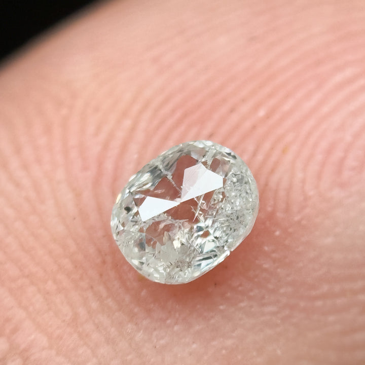 0.34 Ct Oval Rose Cut White Natural Salt and Pepper Diamond