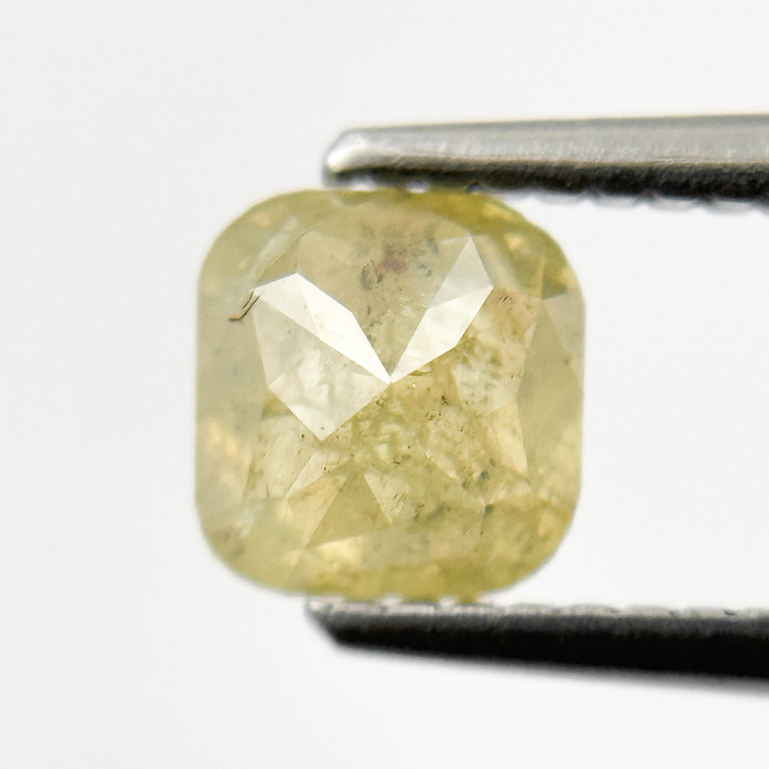 1.08 Ct Cushion Rose Cut Yellow Natural Salt and Pepper Diamond