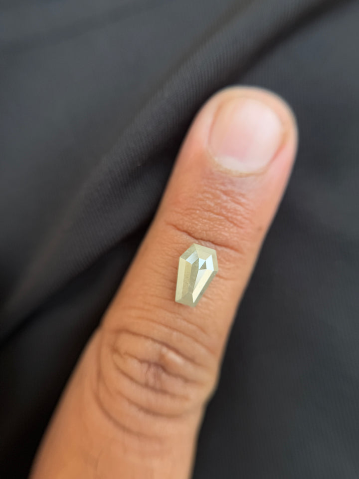 1.67 Ct Coffin Rose Cut Grey Natural Salt and Pepper Diamond