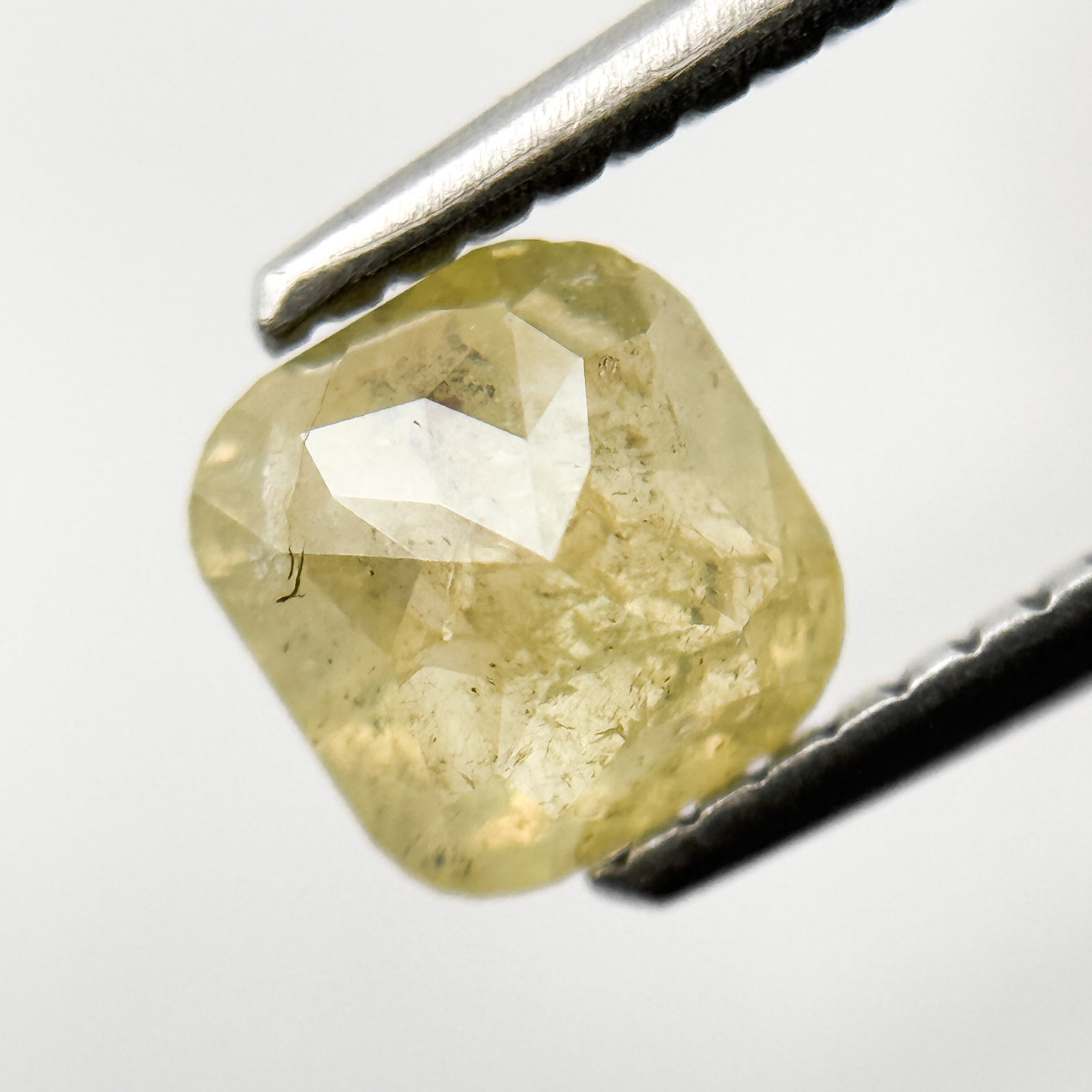 1.08 Ct Cushion Rose Cut Yellow Natural Salt and Pepper Diamond