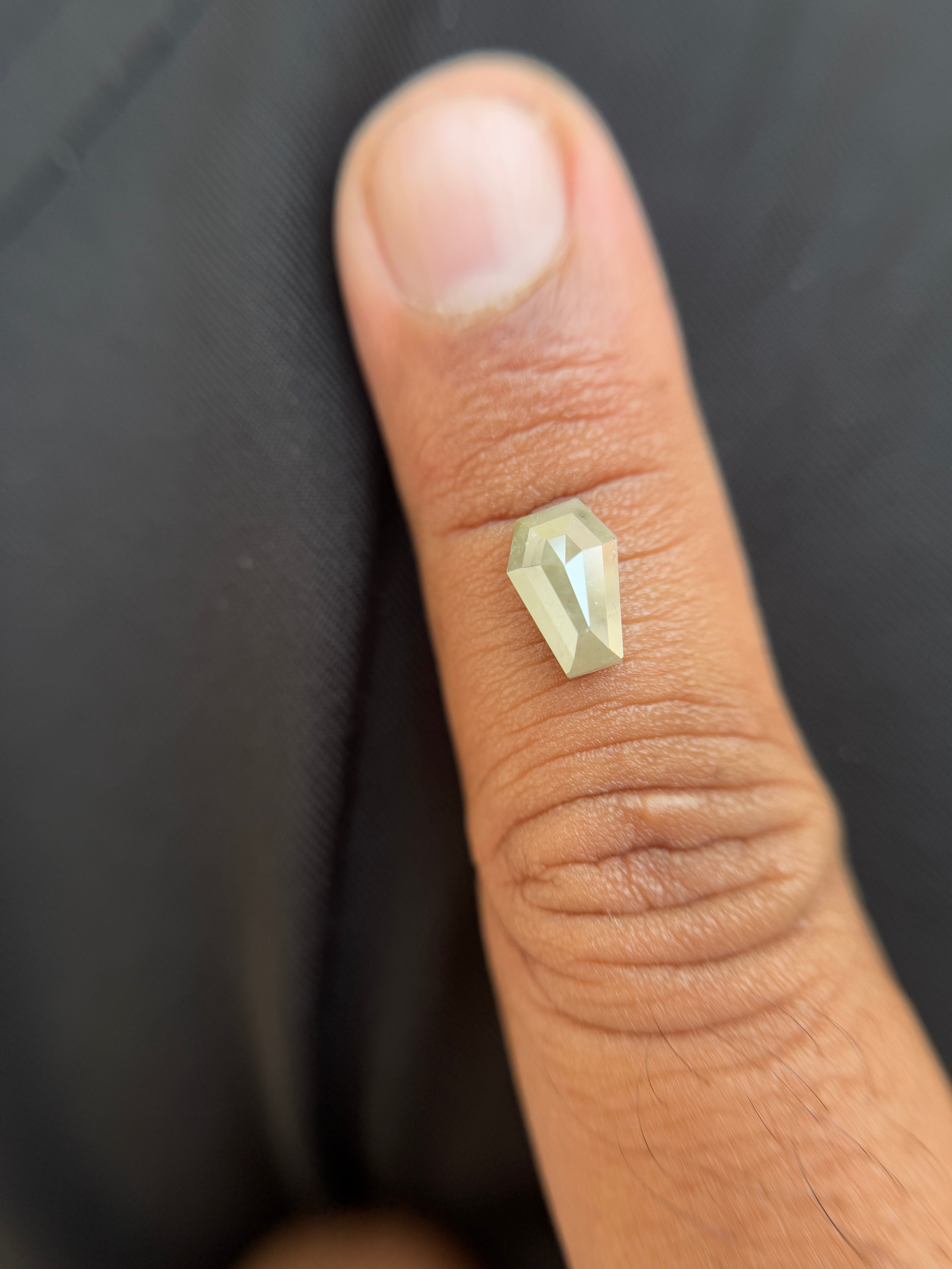 1.67 Ct Coffin Rose Cut Grey Natural Salt and Pepper Diamond