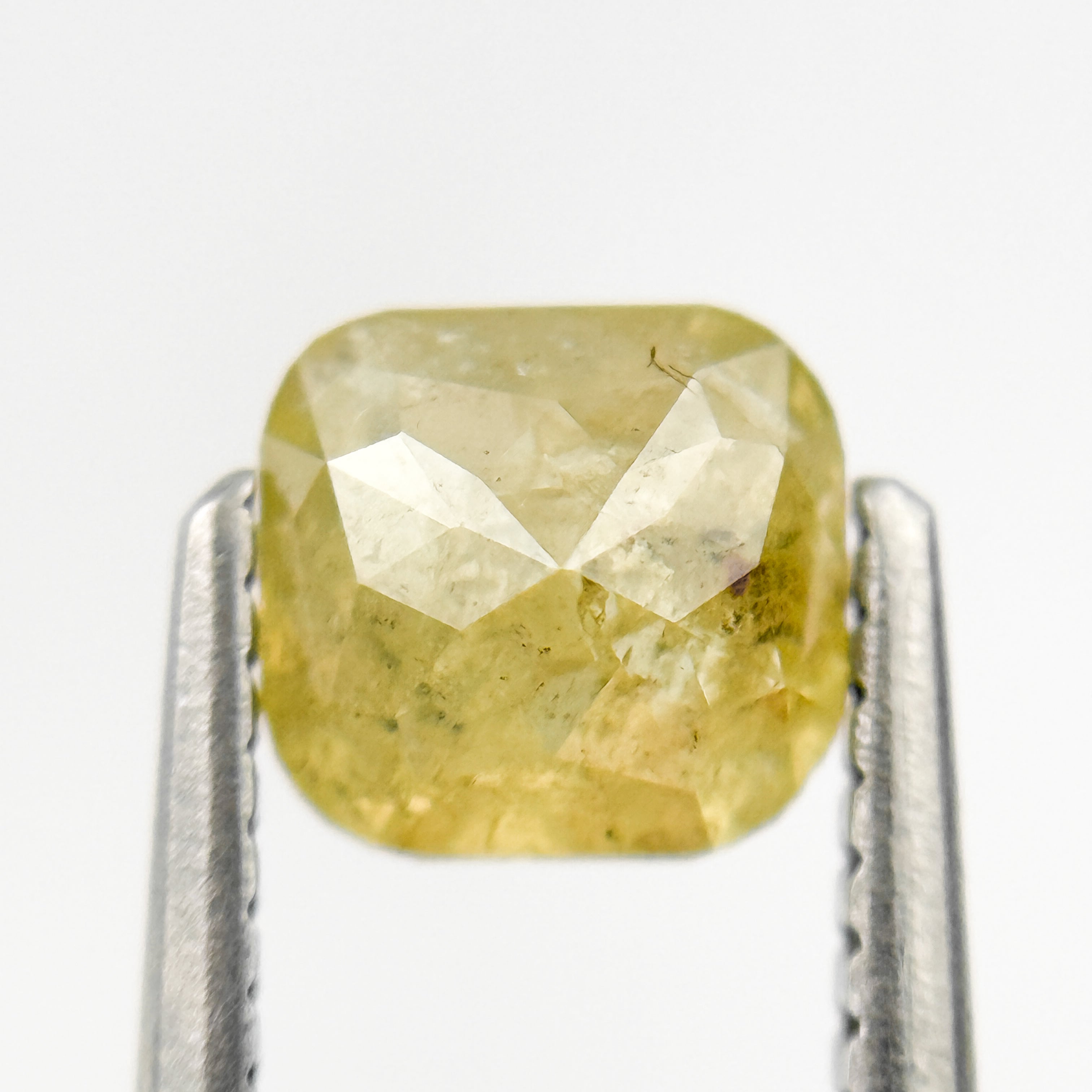 1.08 Ct Cushion Rose Cut Yellow Natural Salt and Pepper Diamond