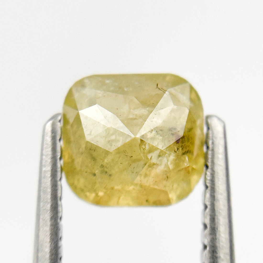 1.08 Ct Cushion Rose Cut Yellow Natural Salt and Pepper Diamond