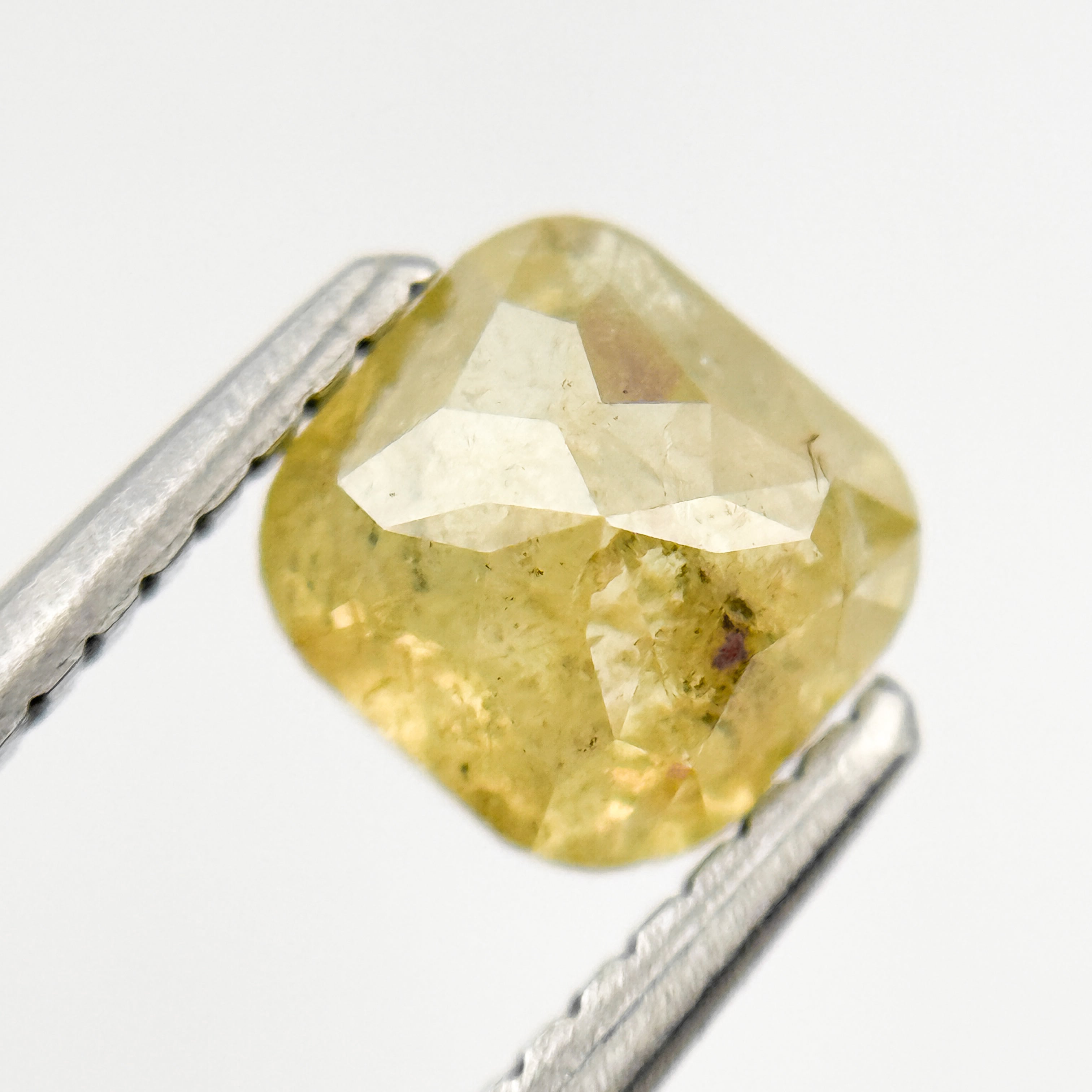 1.08 Ct Cushion Rose Cut Yellow Natural Salt and Pepper Diamond