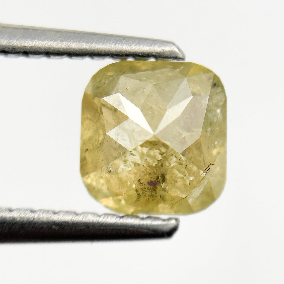 1.08 Ct Cushion Rose Cut Yellow Natural Salt and Pepper Diamond