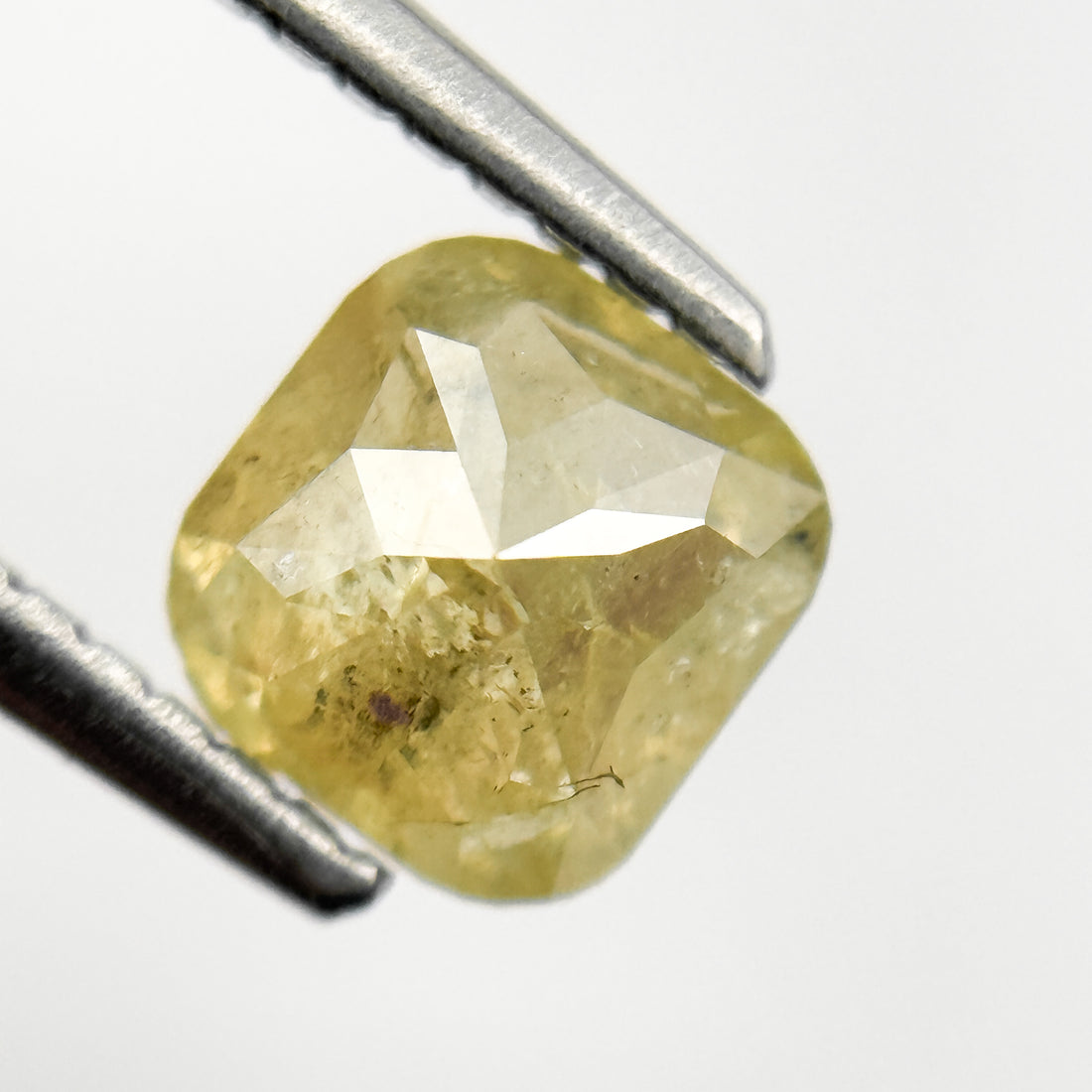 1.08 Ct Cushion Rose Cut Yellow Natural Salt and Pepper Diamond