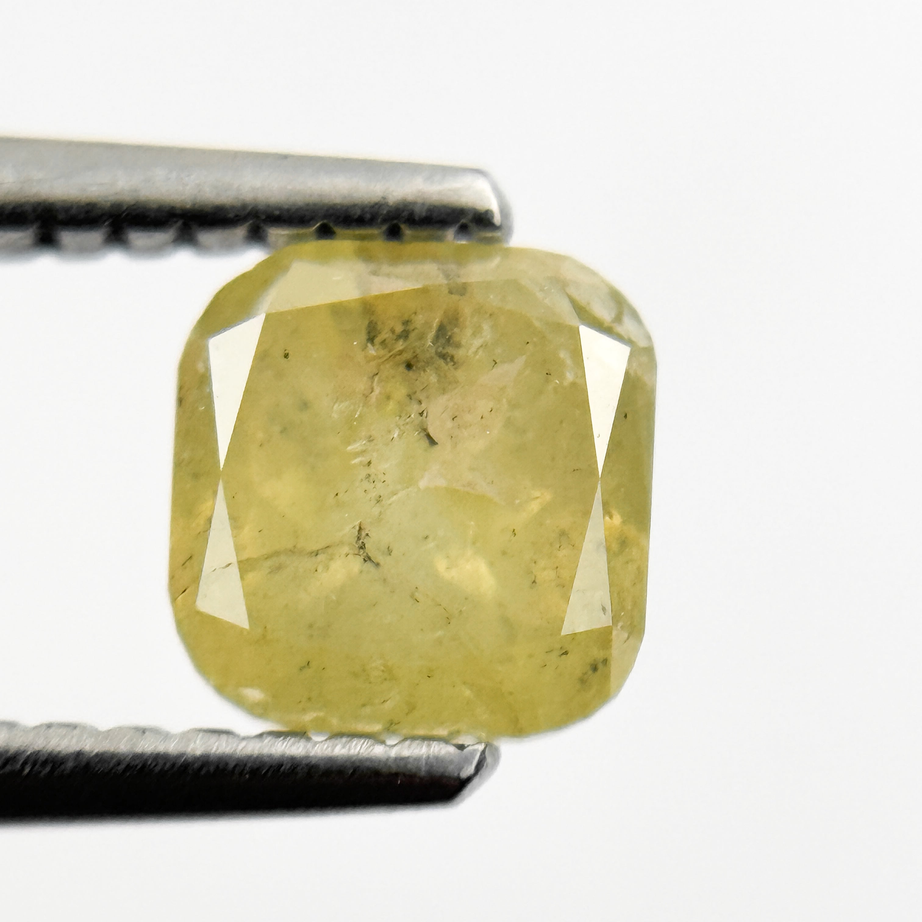 1.08 Ct Cushion Rose Cut Yellow Natural Salt and Pepper Diamond