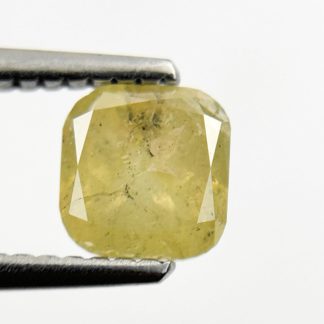 1.08 Ct Cushion Rose Cut Yellow Natural Salt and Pepper Diamond