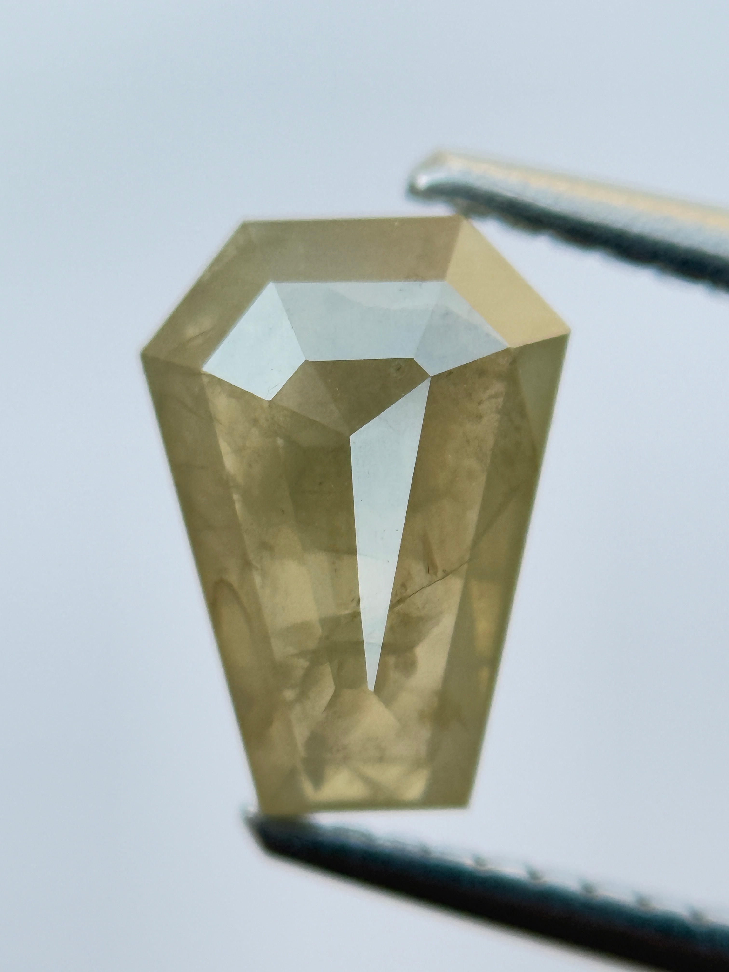 1.54 Ct Coffin Rose Cut Grey Natural Salt and Pepper Diamond