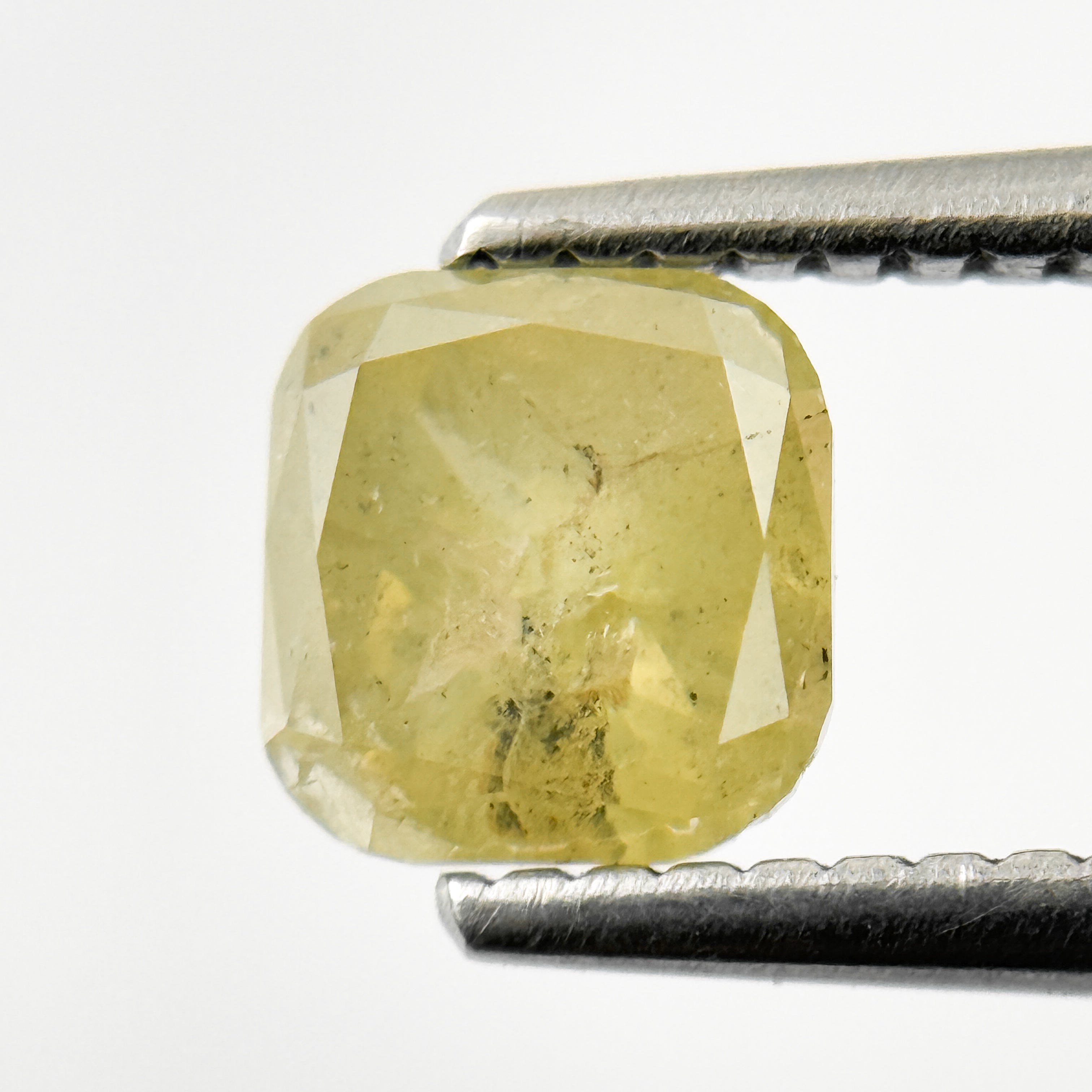 1.08 Ct Cushion Rose Cut Yellow Natural Salt and Pepper Diamond