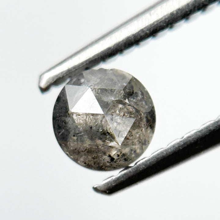 0.47 Ct Round Rose Cut Grey Natural Salt and Pepper Diamond