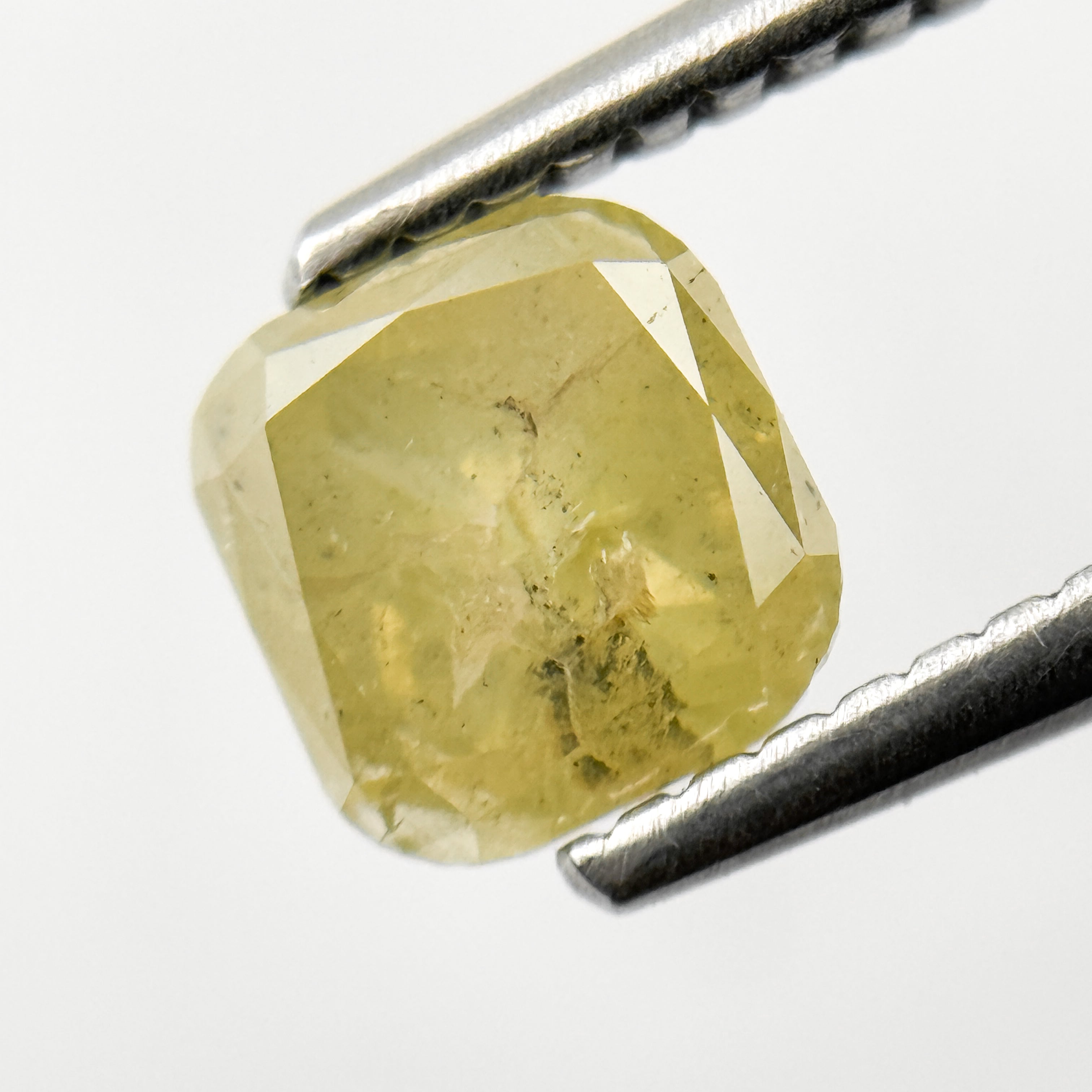 1.08 Ct Cushion Rose Cut Yellow Natural Salt and Pepper Diamond