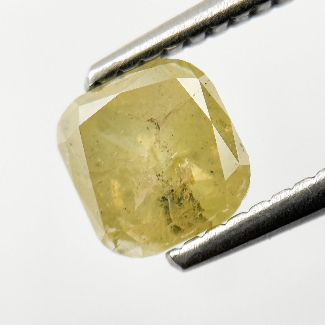 1.08 Ct Cushion Rose Cut Yellow Natural Salt and Pepper Diamond
