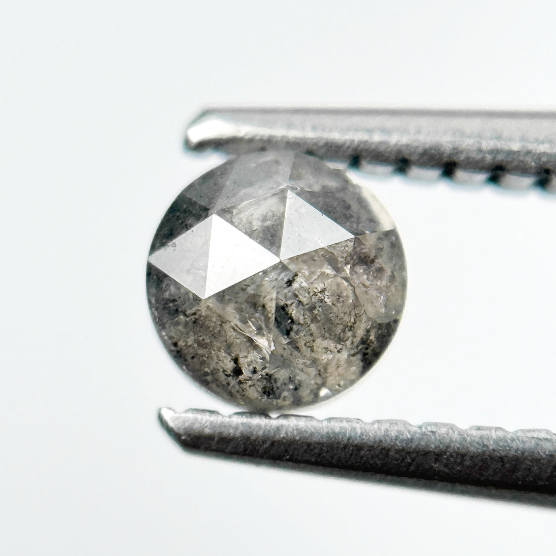0.47 Ct Round Rose Cut Grey Natural Salt and Pepper Diamond