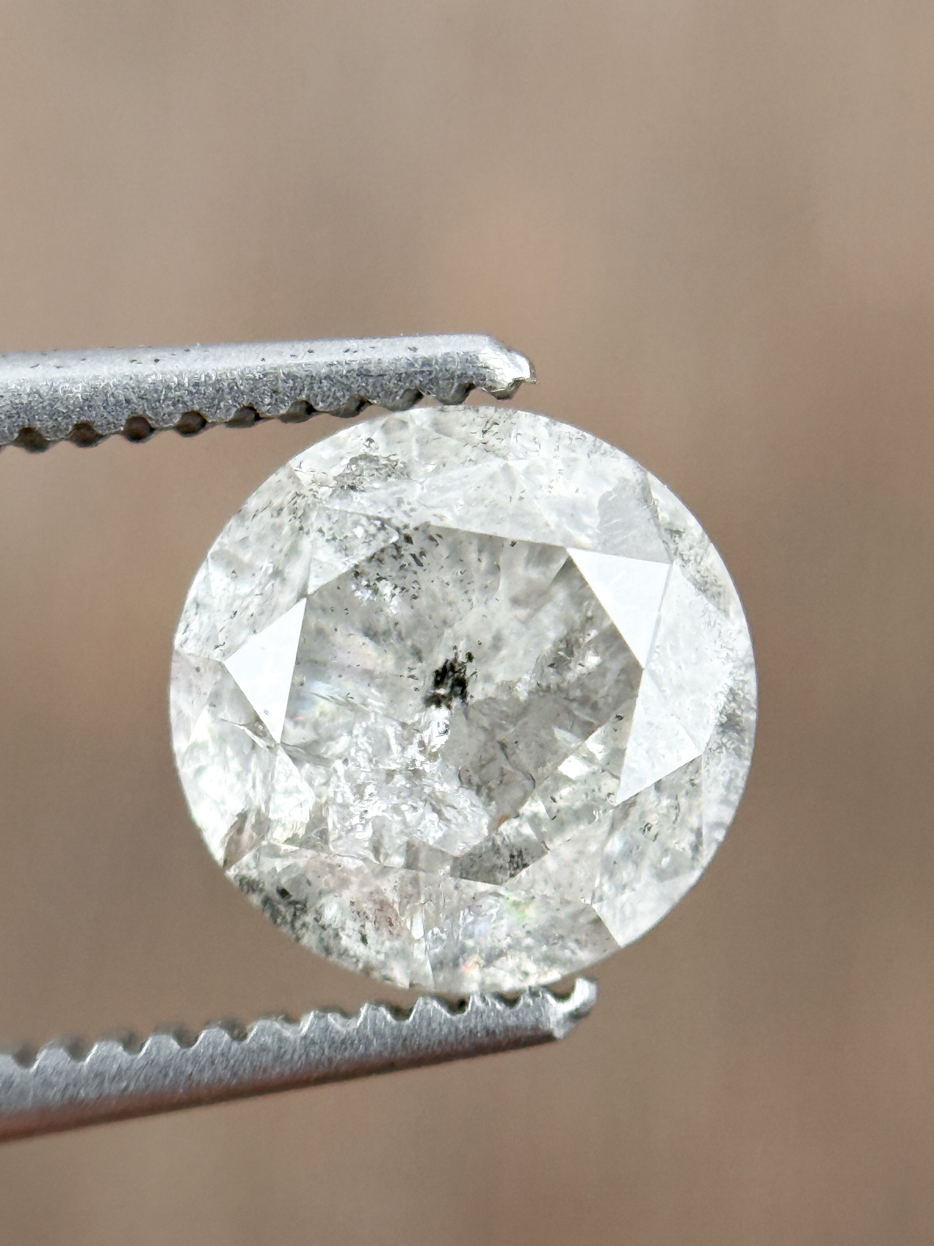 1.53 Ct Round Brilliant Cut Grey Natural Loose Diamond