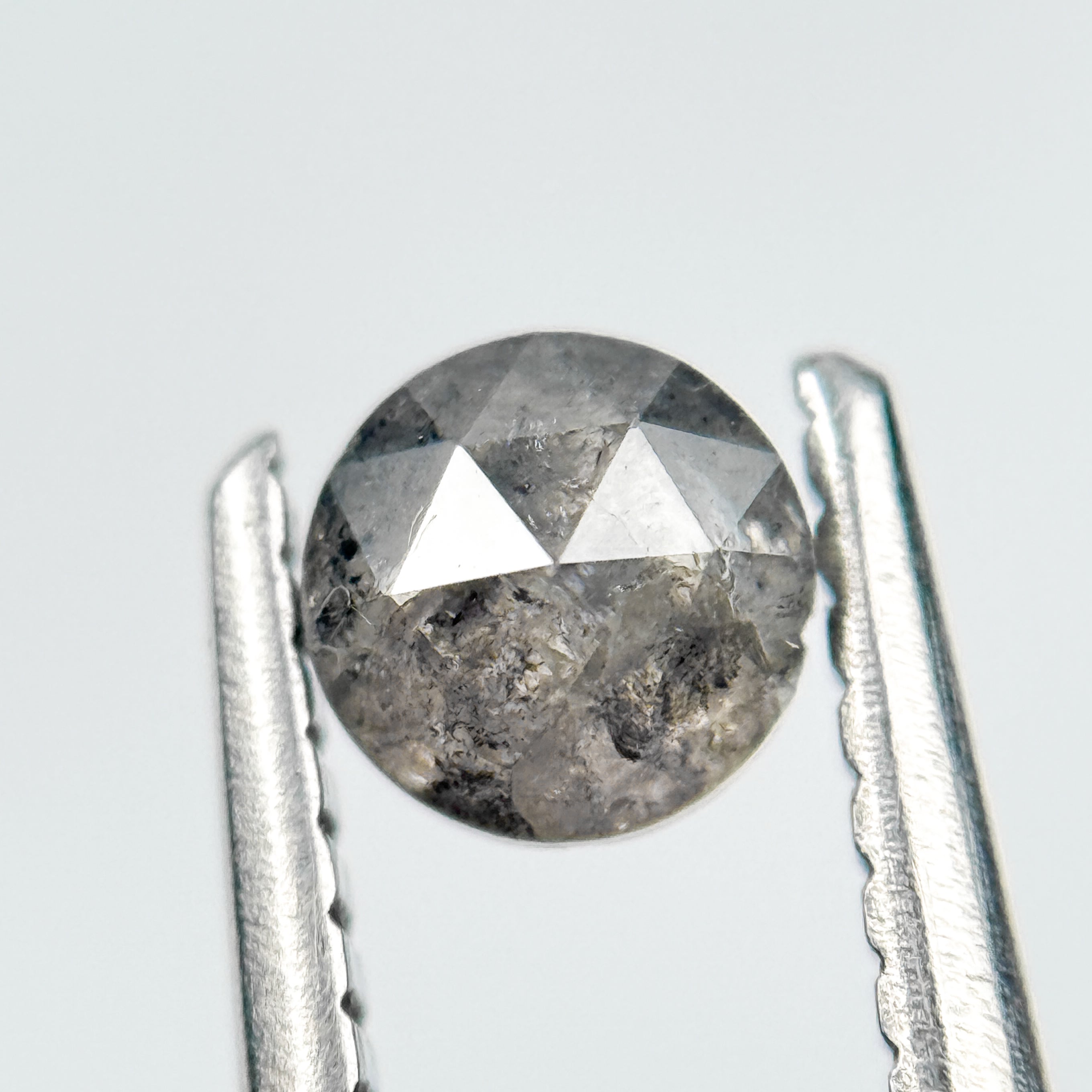 0.47 Ct Round Rose Cut Grey Natural Salt and Pepper Diamond